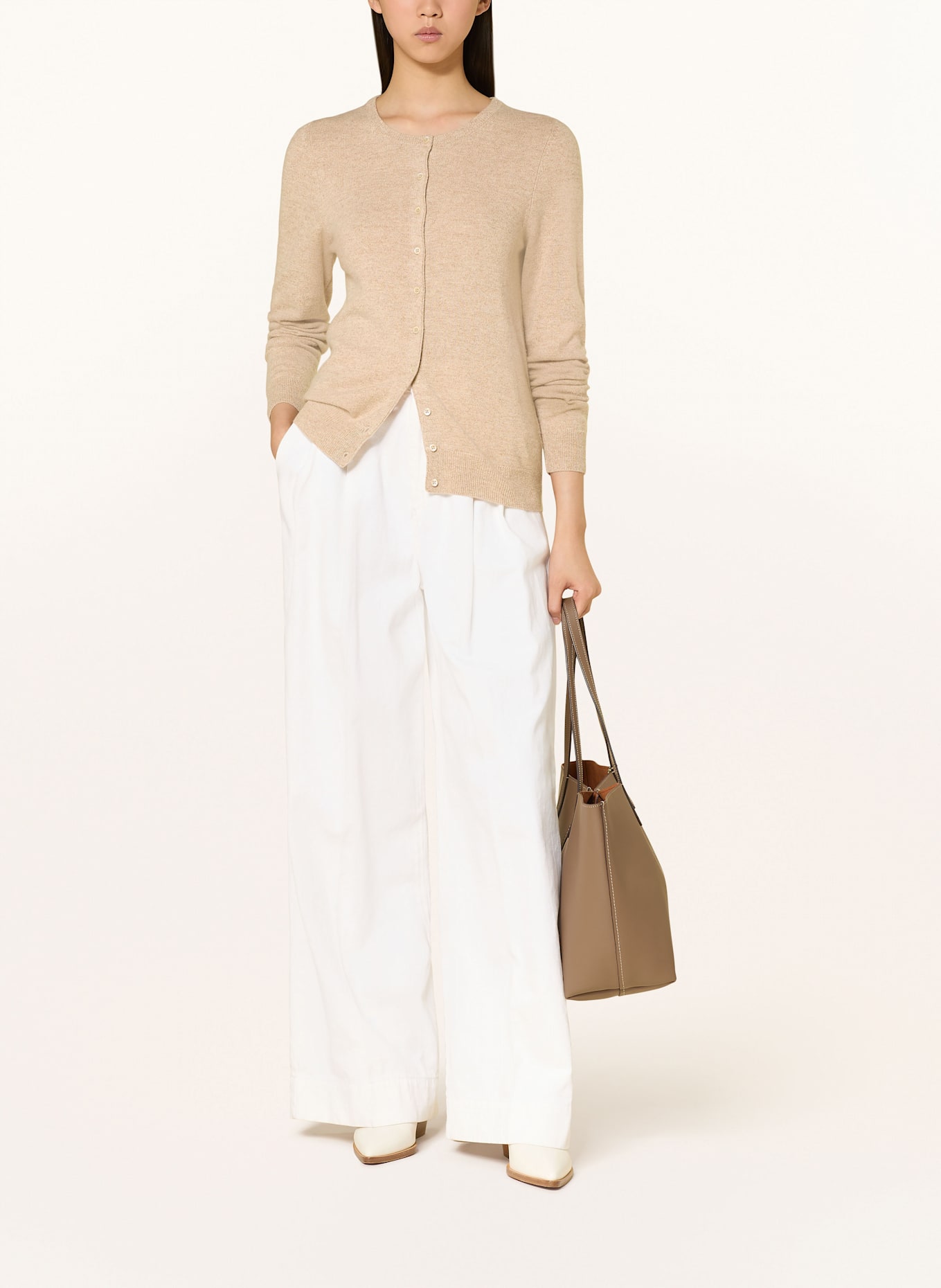 REPEAT Cashmere cardigan: CAMEL
