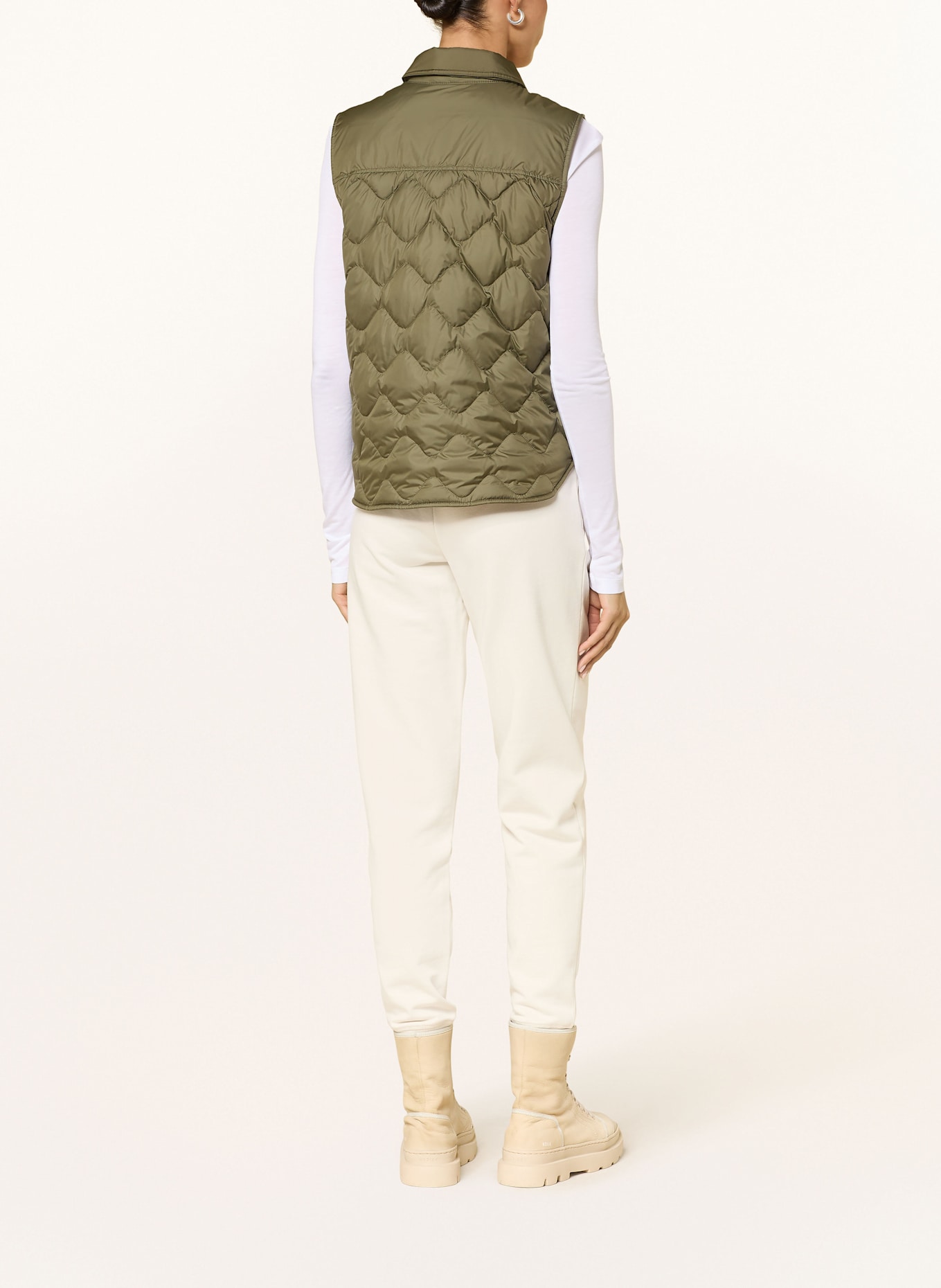 WOOLRICH Daunenweste HERITAGE: OLIV/ ECRU/ ALTROSA