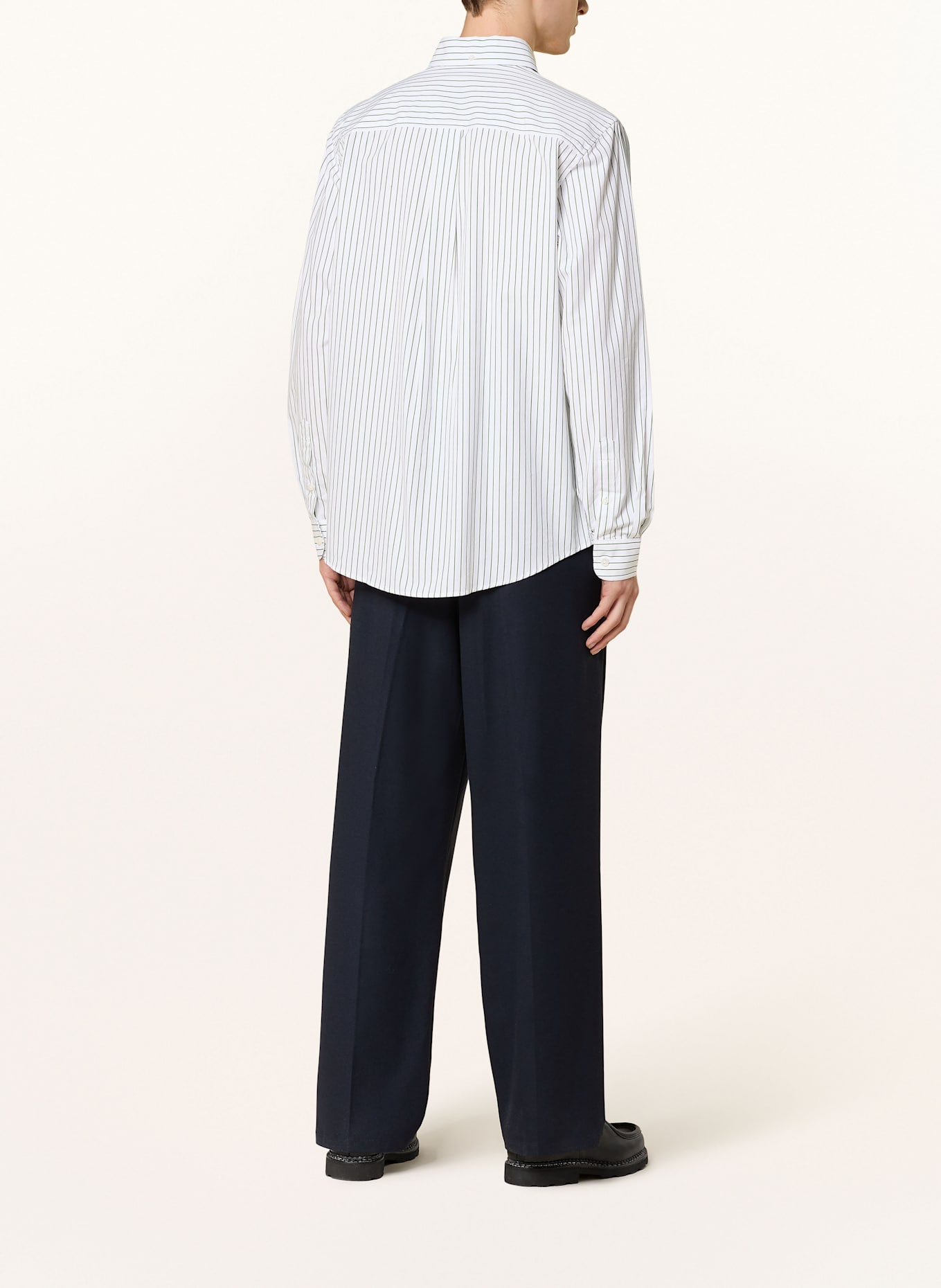 LES DEUX Hemd Comfort Fit: WEISS / DUNKELGRÜN