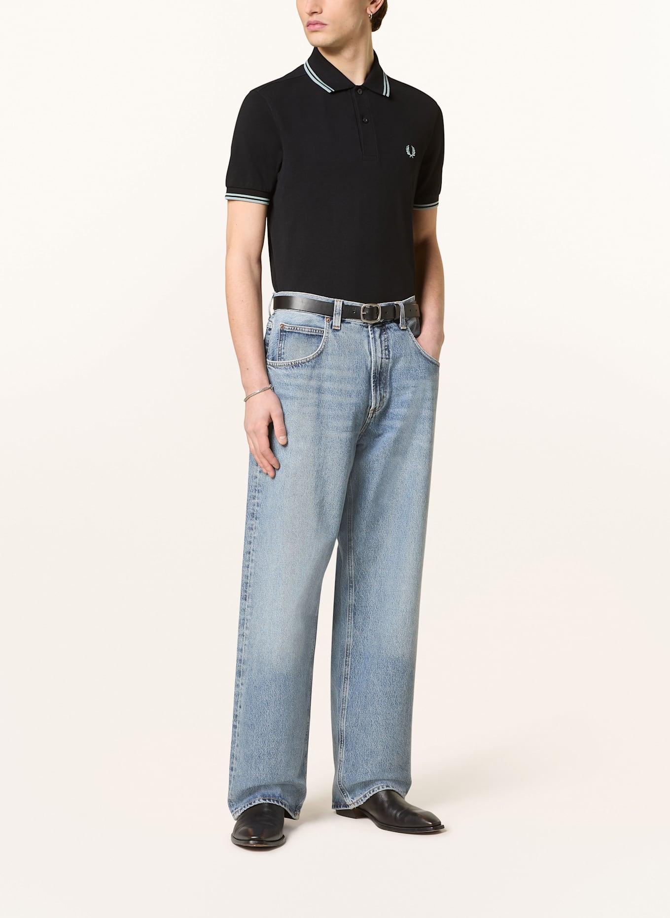 FRED PERRY Piqué-Poloshirt: SCHWARZ