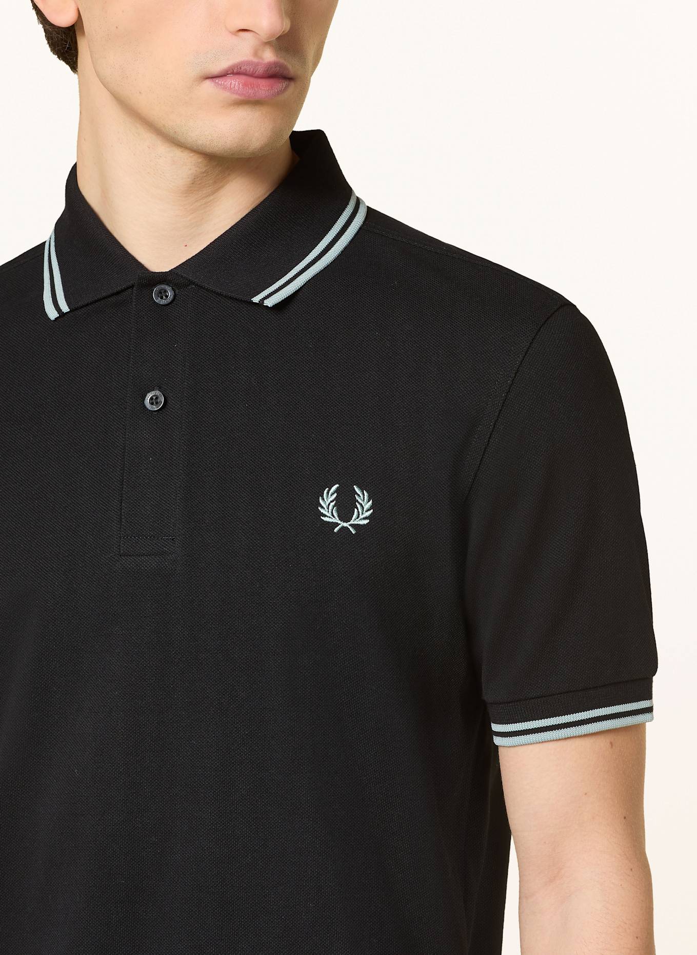 FRED PERRY Piqué-Poloshirt: SCHWARZ