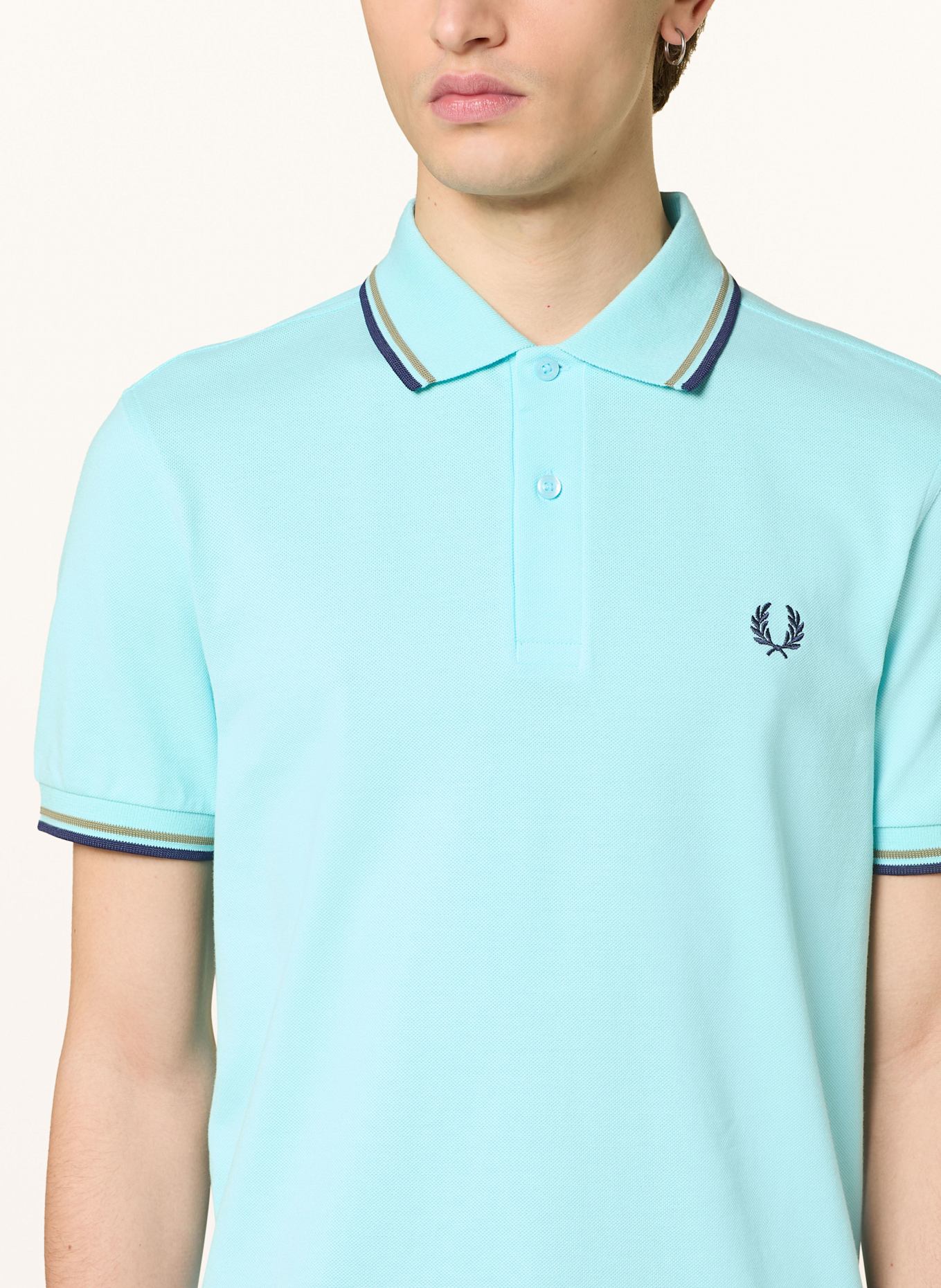 FRED PERRY Piqué-Poloshirt: TÜRKIS / OLIV / DUNKELBLAU