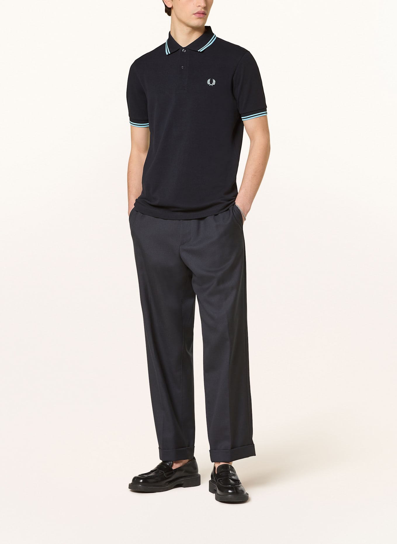 FRED PERRY Piqué-Poloshirt: DUNKELBLAU / TÜRKIS