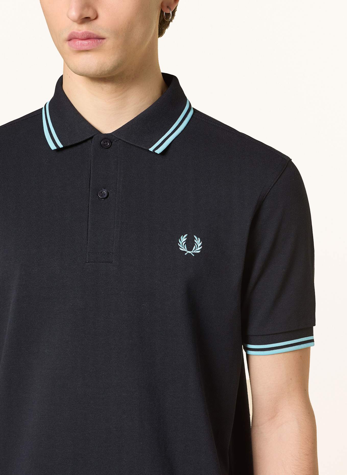 FRED PERRY Piqué-Poloshirt: DUNKELBLAU / TÜRKIS