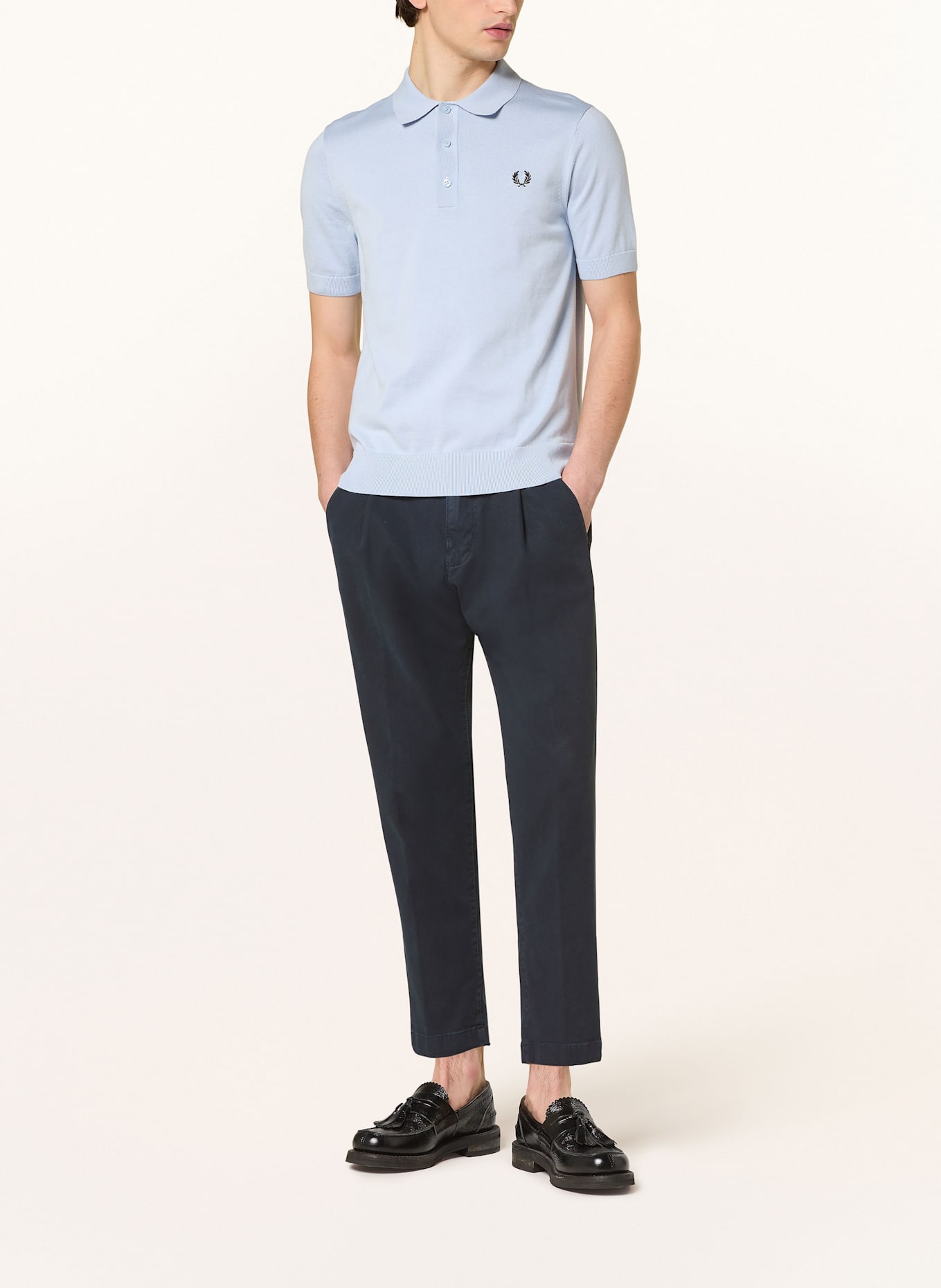 FRED PERRY Strick-Poloshirt: HELLBLAU