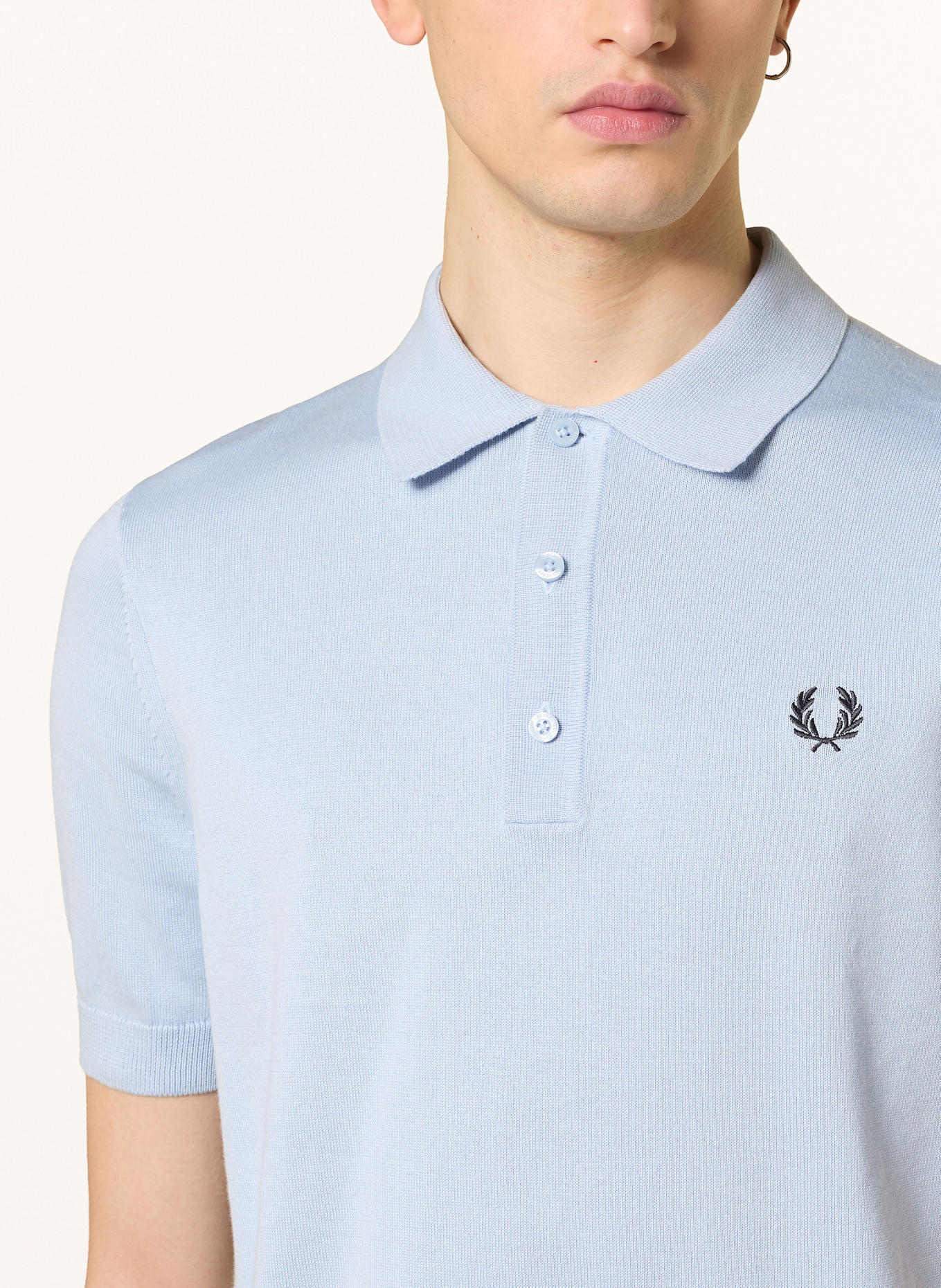FRED PERRY Strick-Poloshirt: HELLBLAU
