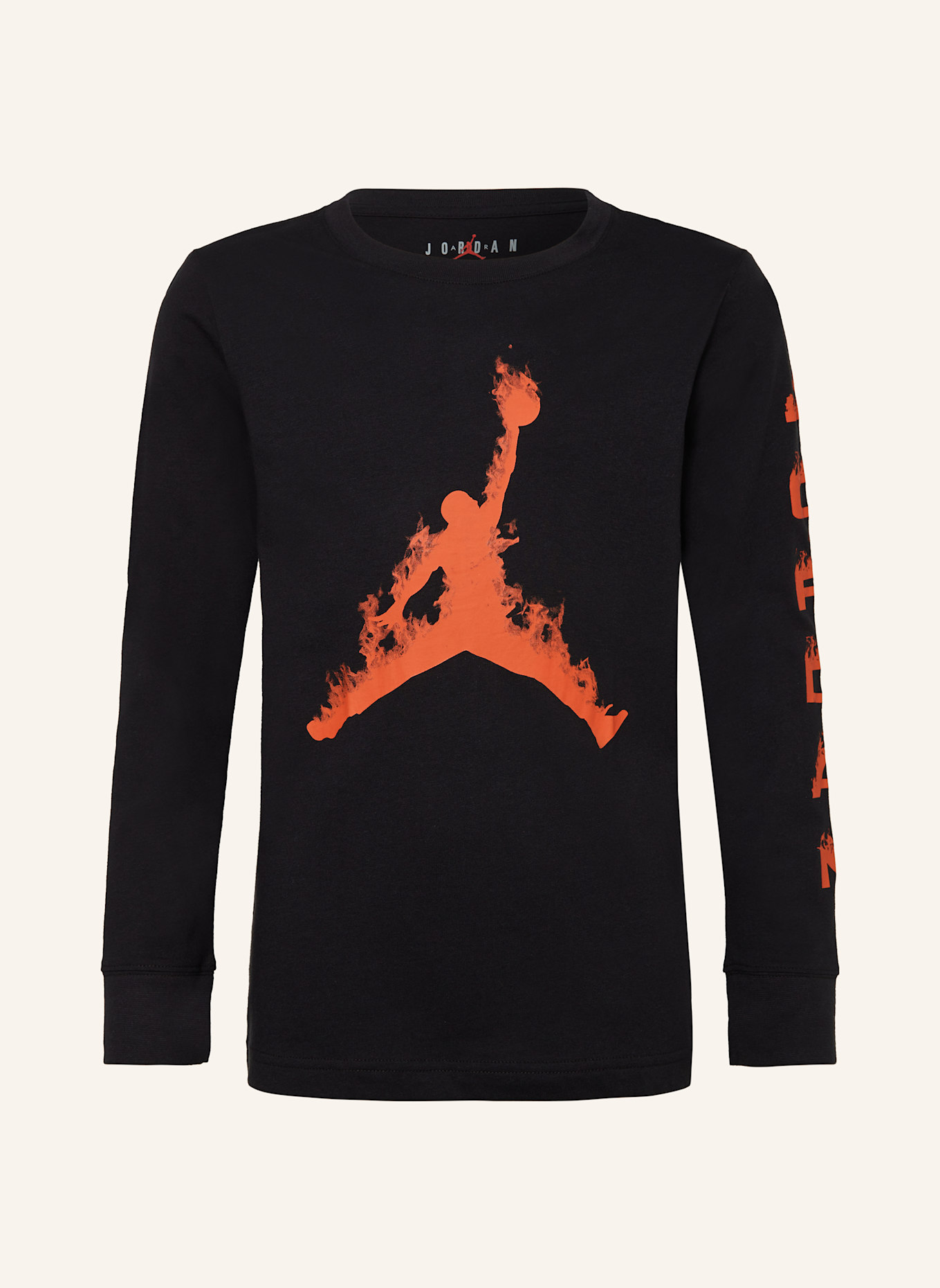 JORDAN Longsleeve UP IN FLAMES: SCHWARZ / ROT