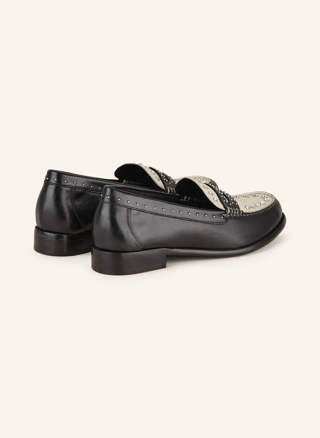 BRONX Penny loafer FRIZ-O with decorative gems: LIGHT GRAY / BLACK