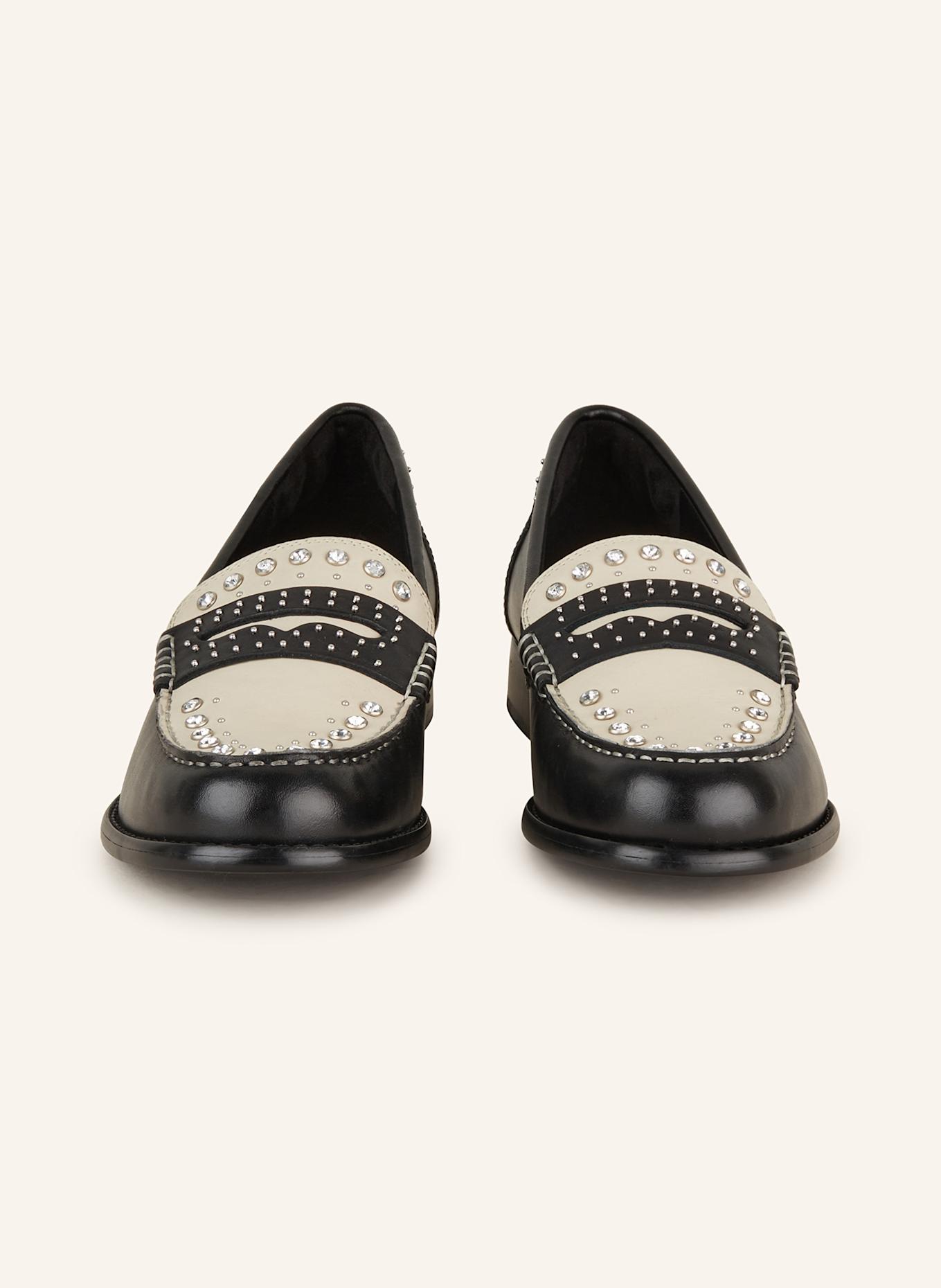 BRONX Penny loafer FRIZ-O with decorative gems: LIGHT GRAY / BLACK