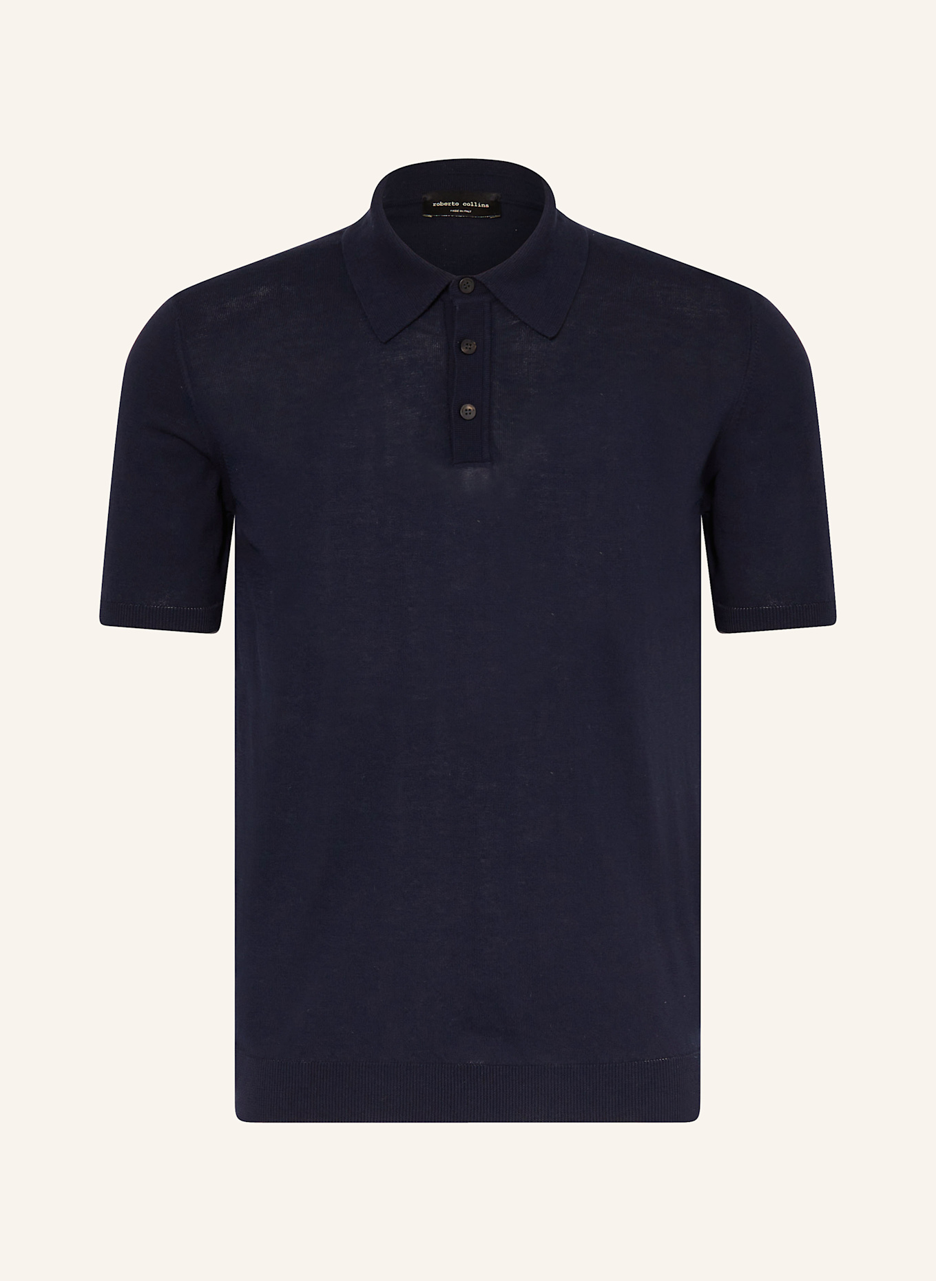 roberto collina Úpletová polokošile: TMAVĚ MODRÁ