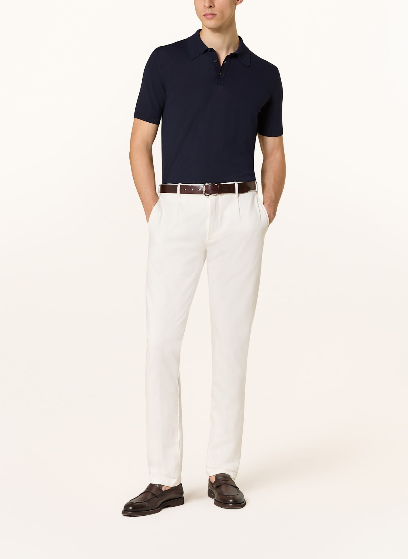 roberto collina Úpletová polokošile: TMAVĚ MODRÁ