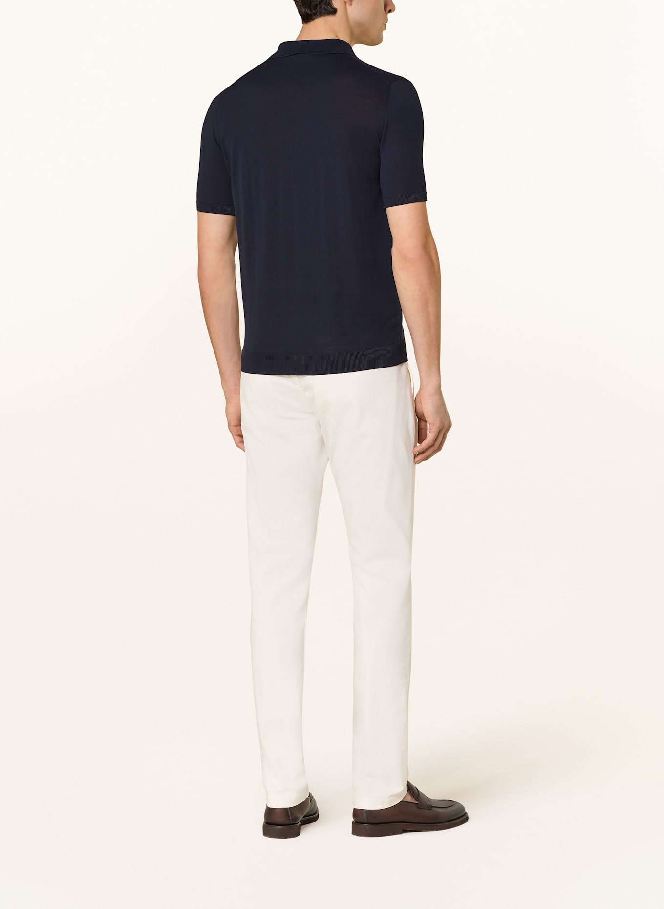 roberto collina Úpletová polokošile: TMAVĚ MODRÁ