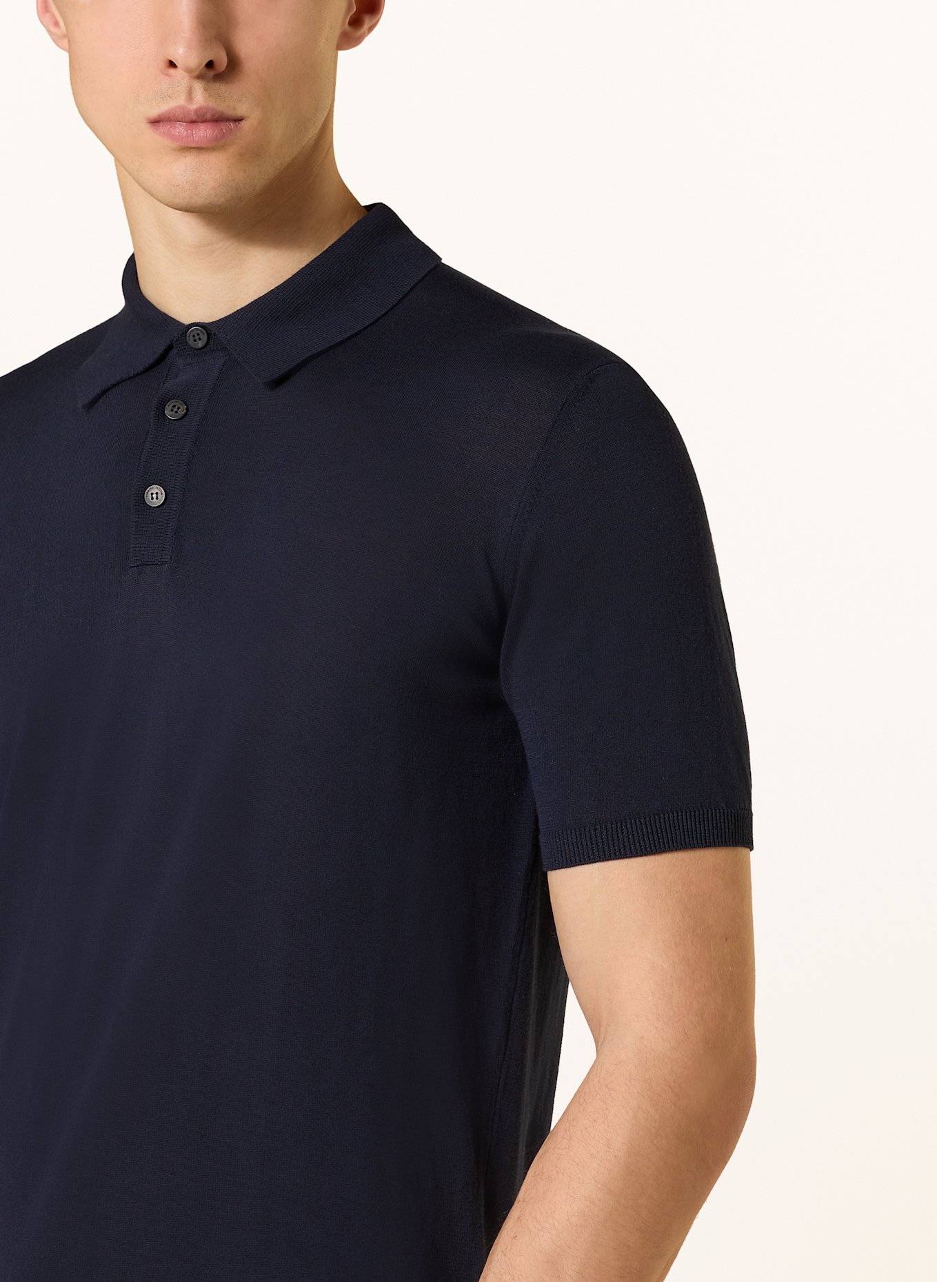 roberto collina Úpletová polokošile: TMAVĚ MODRÁ