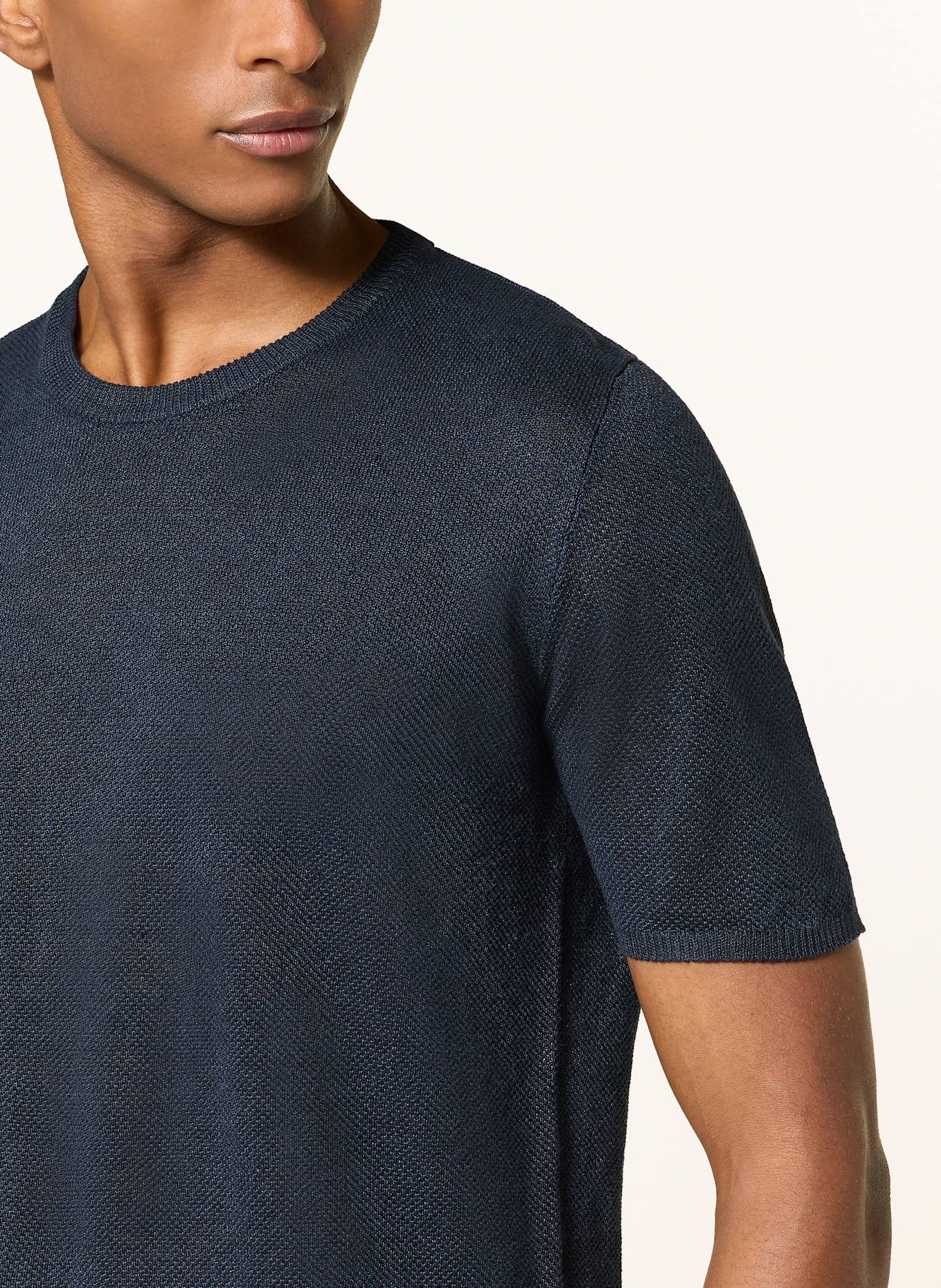 roberto collina Strickshirt aus Leinen: DUNKELBLAU