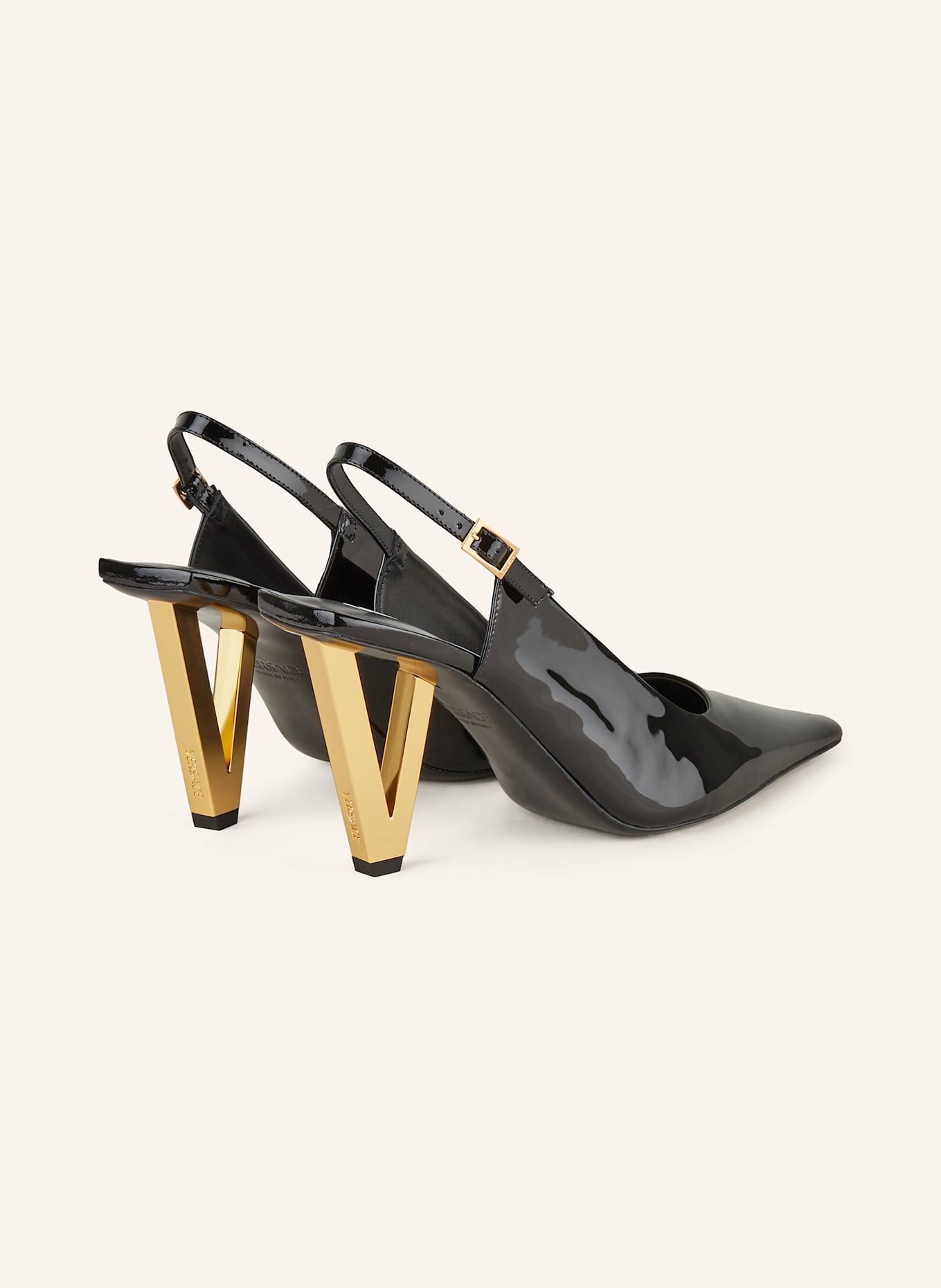 VERSACE Escarpins à bride: NOIR / OR