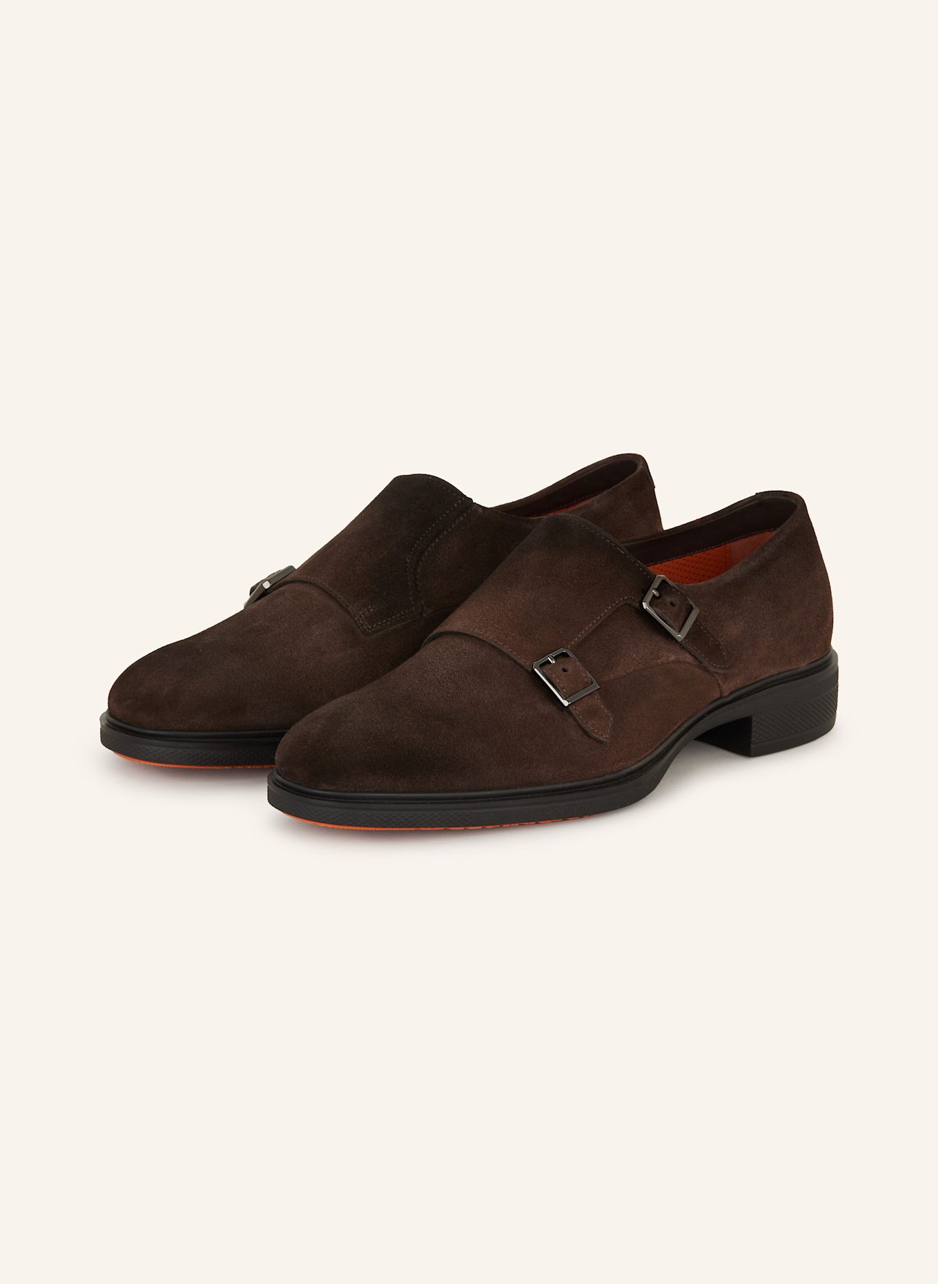 Santoni Podwójne monki EASY: CIEMNOBRĄZOWY