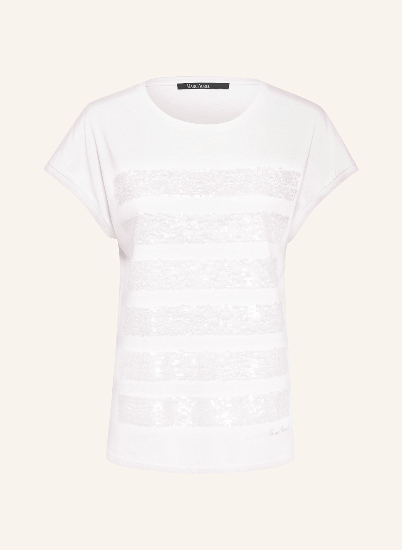 MARC AUREL T-Shirt mit Pailletten: WEISS
