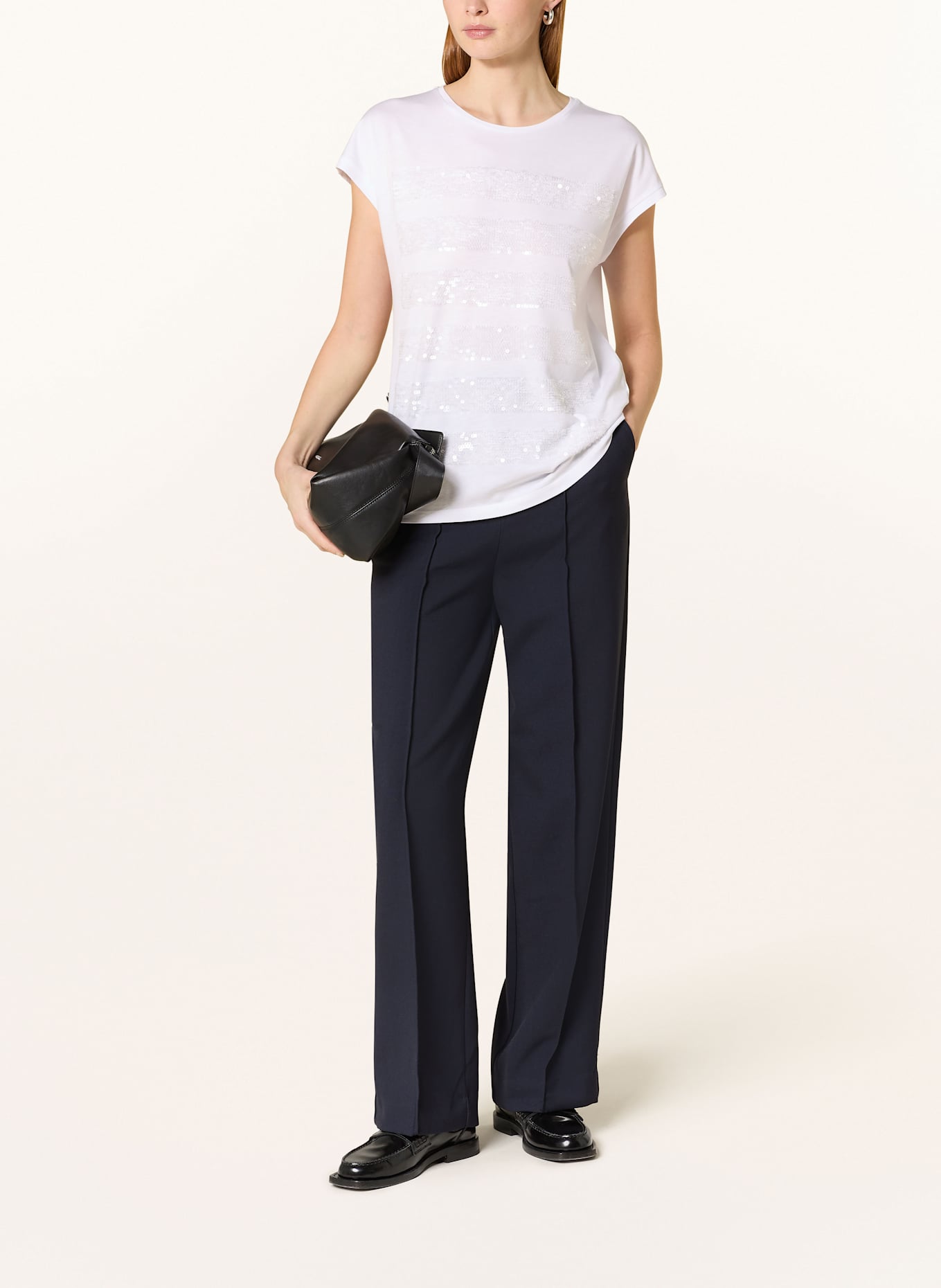 MARC AUREL T-Shirt mit Pailletten: WEISS