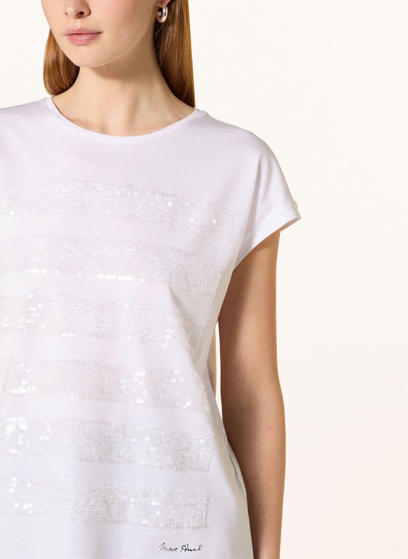 MARC AUREL T-Shirt mit Pailletten: WEISS