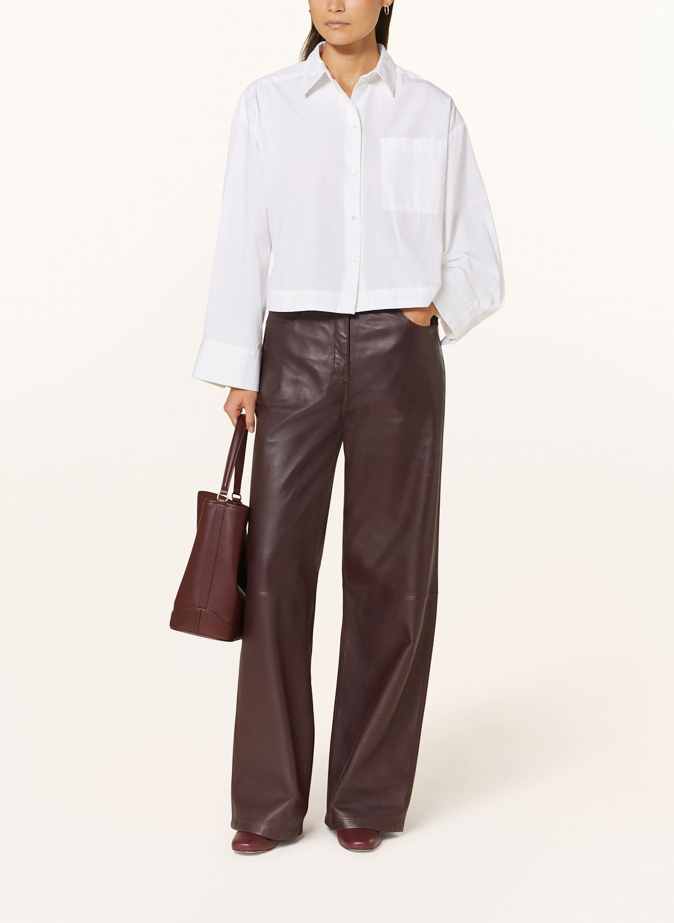 SELECTED Femme Cropped-Hemdbluse: WEISS