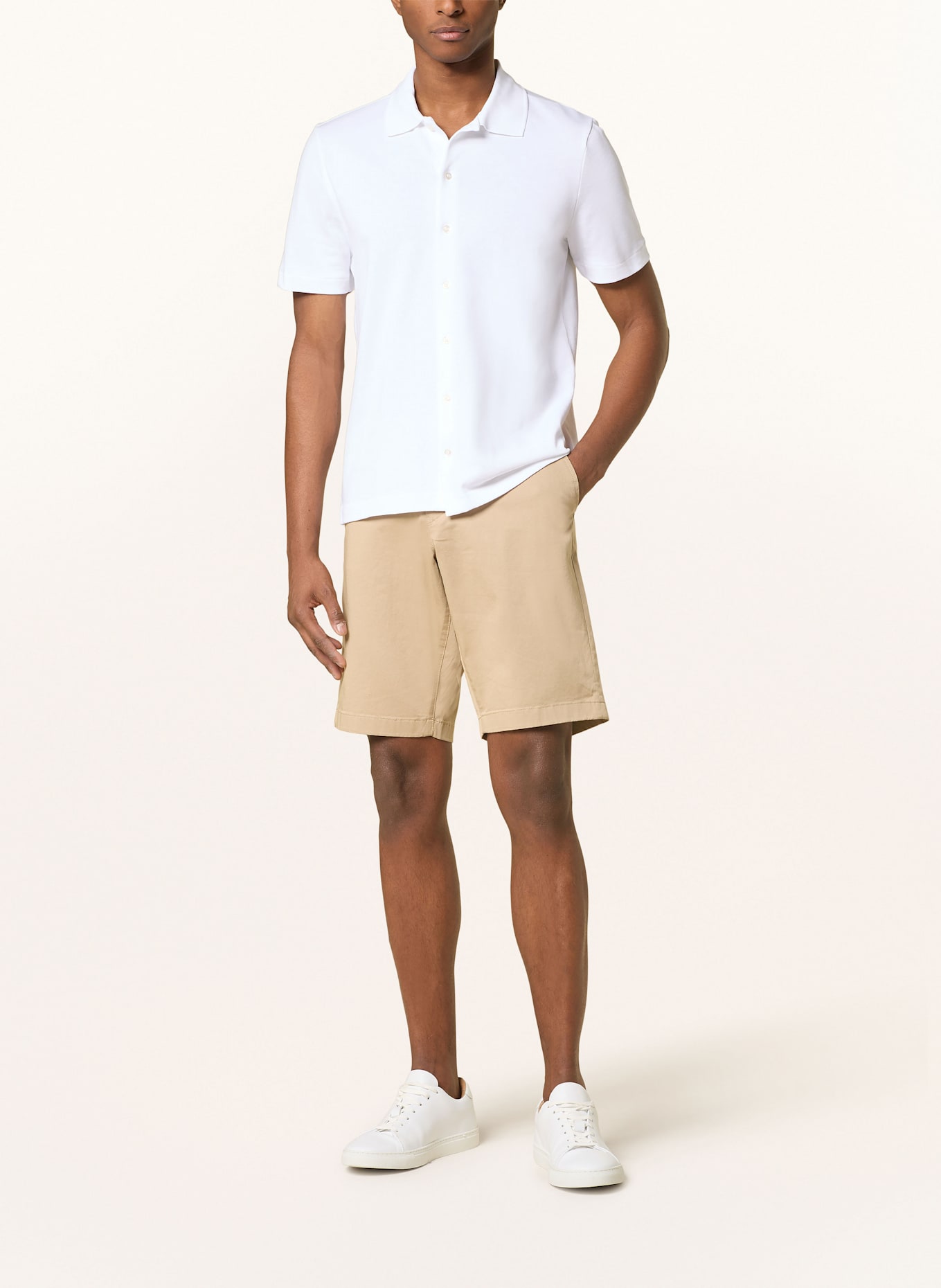 MAERZ MUENCHEN Kurzarm-Hemd Regular Fit aus Jersey: WEISS