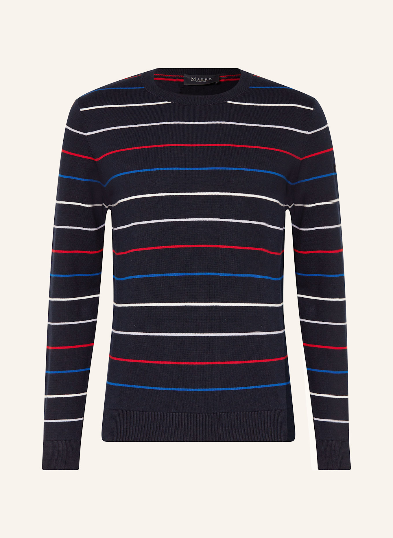 MAERZ MUENCHEN Pullover: DUNKELBLAU/ ROT/ WEISS