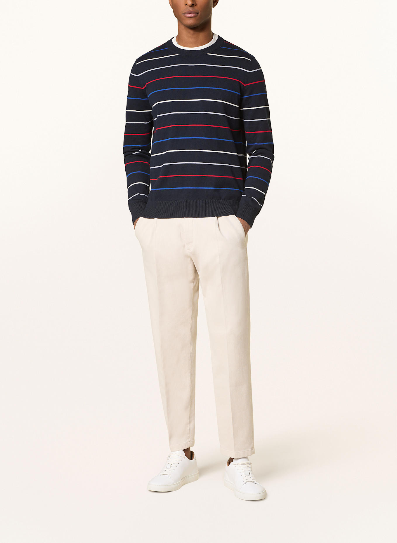 MAERZ MUENCHEN Pullover: DUNKELBLAU/ ROT/ WEISS
