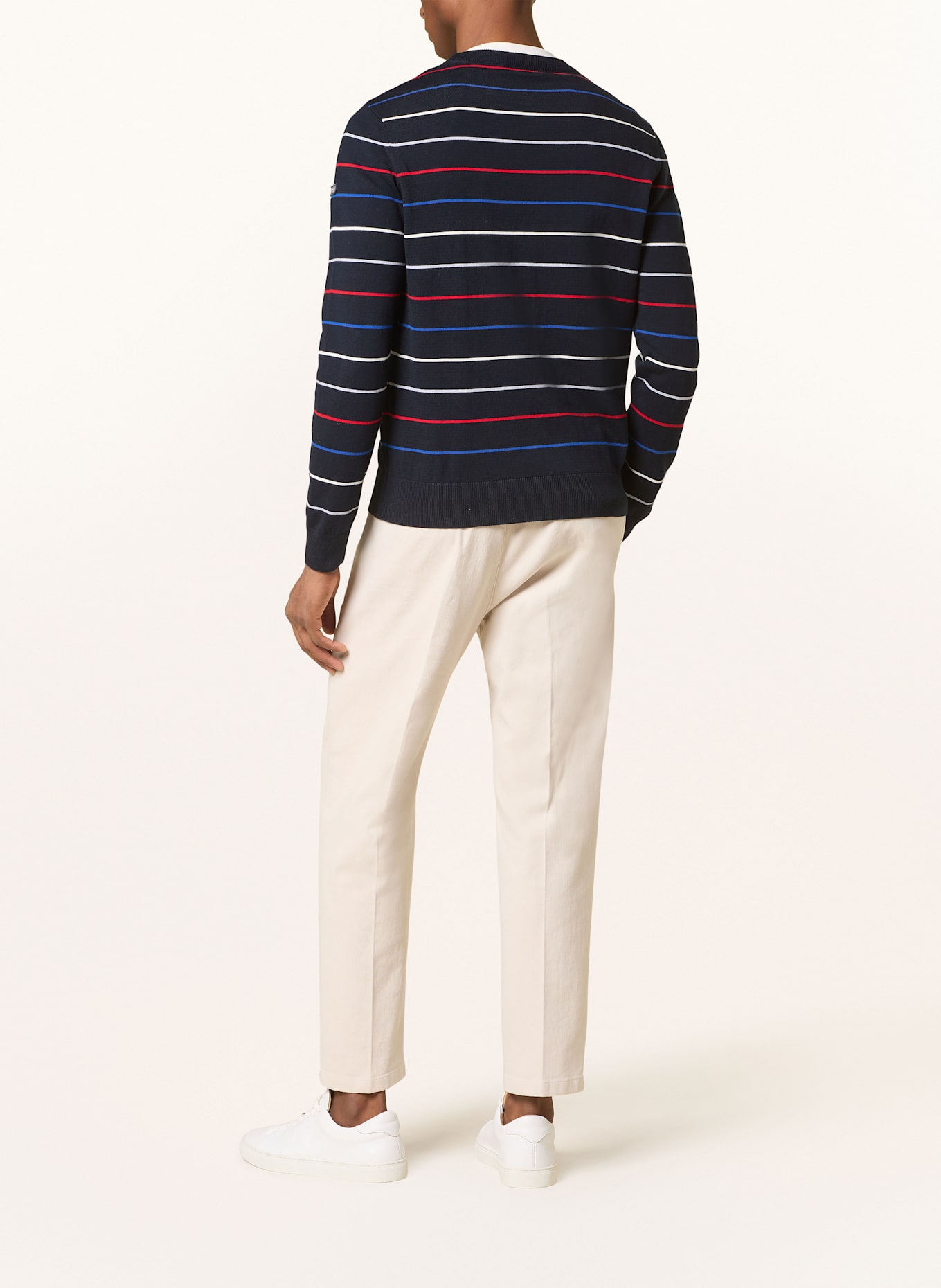 MAERZ MUENCHEN Pullover: DUNKELBLAU/ ROT/ WEISS