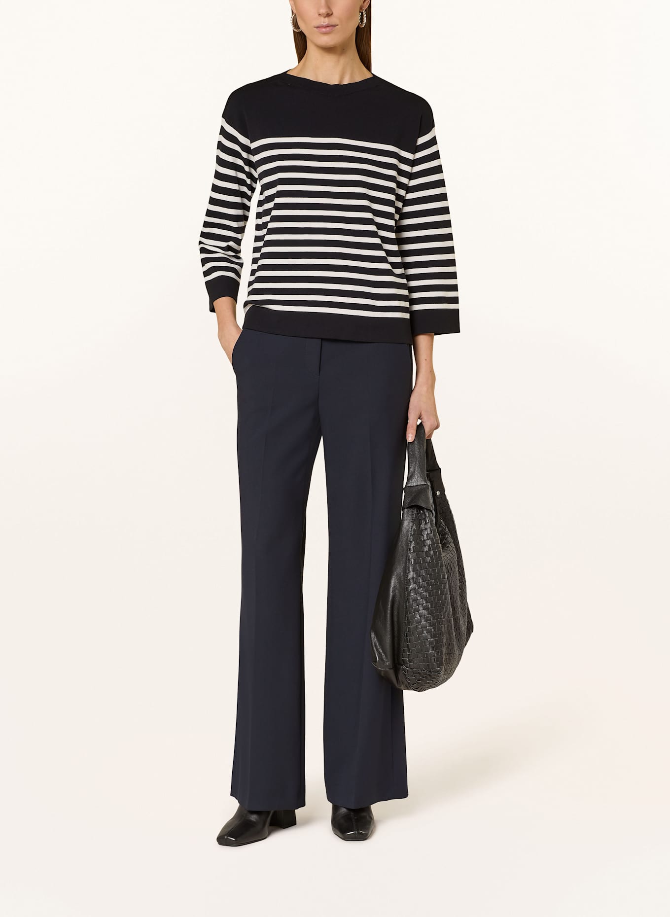 MAERZ MUENCHEN Pullover: DUNKELBLAU/ WEISS