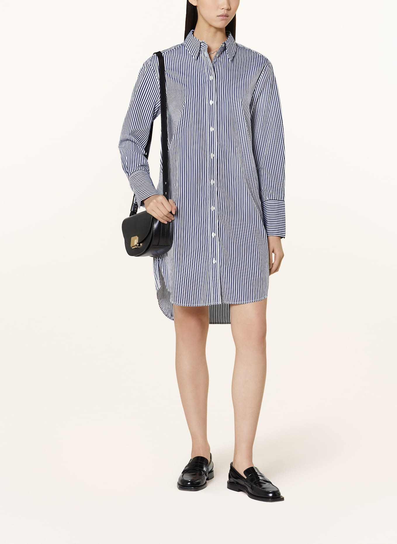 Marc O'Polo Hemdblusenkleid: WEISS/ DUNKELBLAU