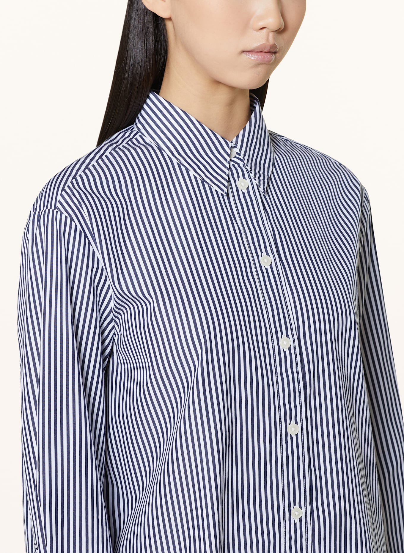 Marc O'Polo Hemdblusenkleid: WEISS/ DUNKELBLAU
