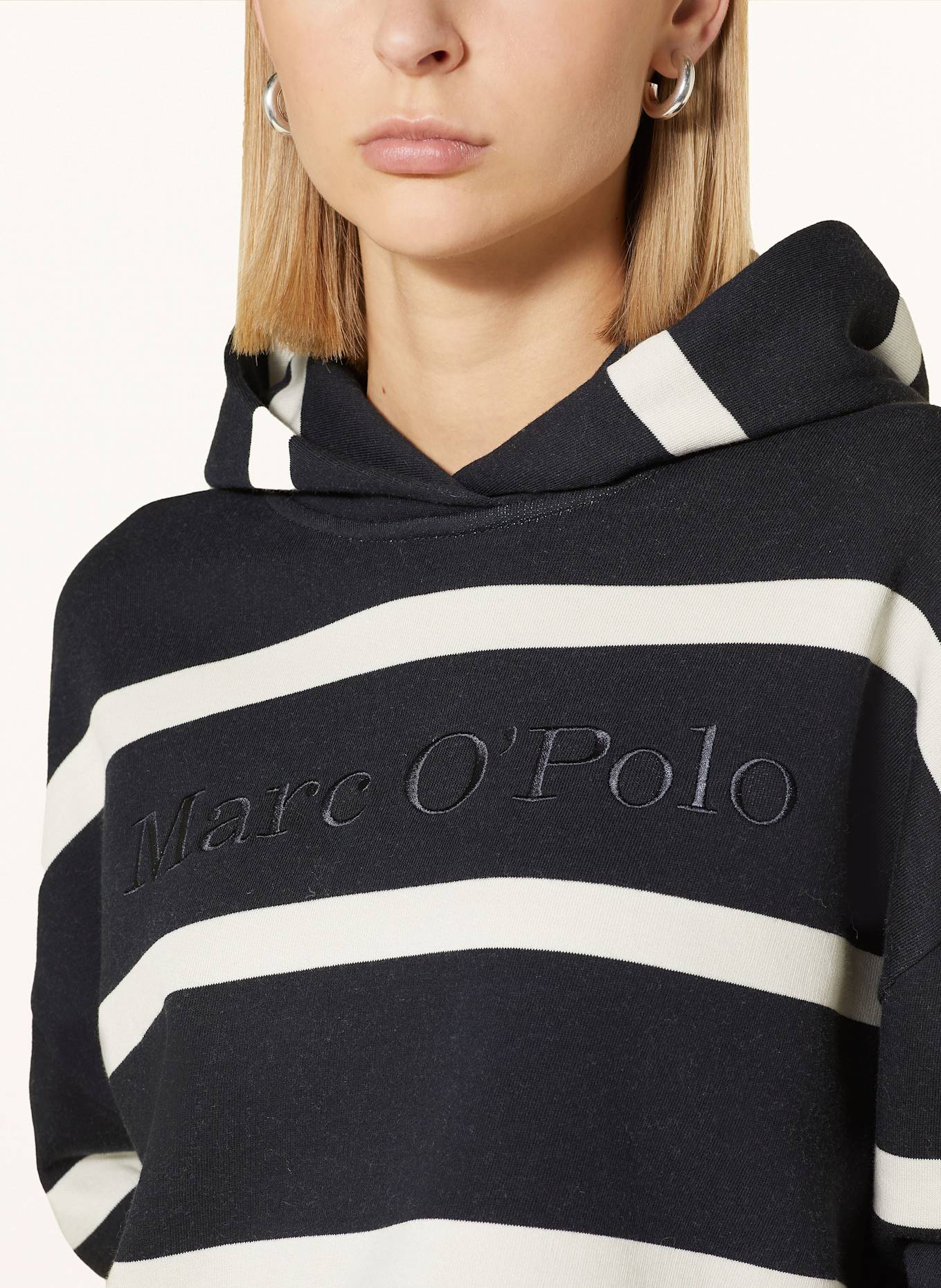 Marc O'Polo Hoodie: DUNKELBLAU/ WEISS