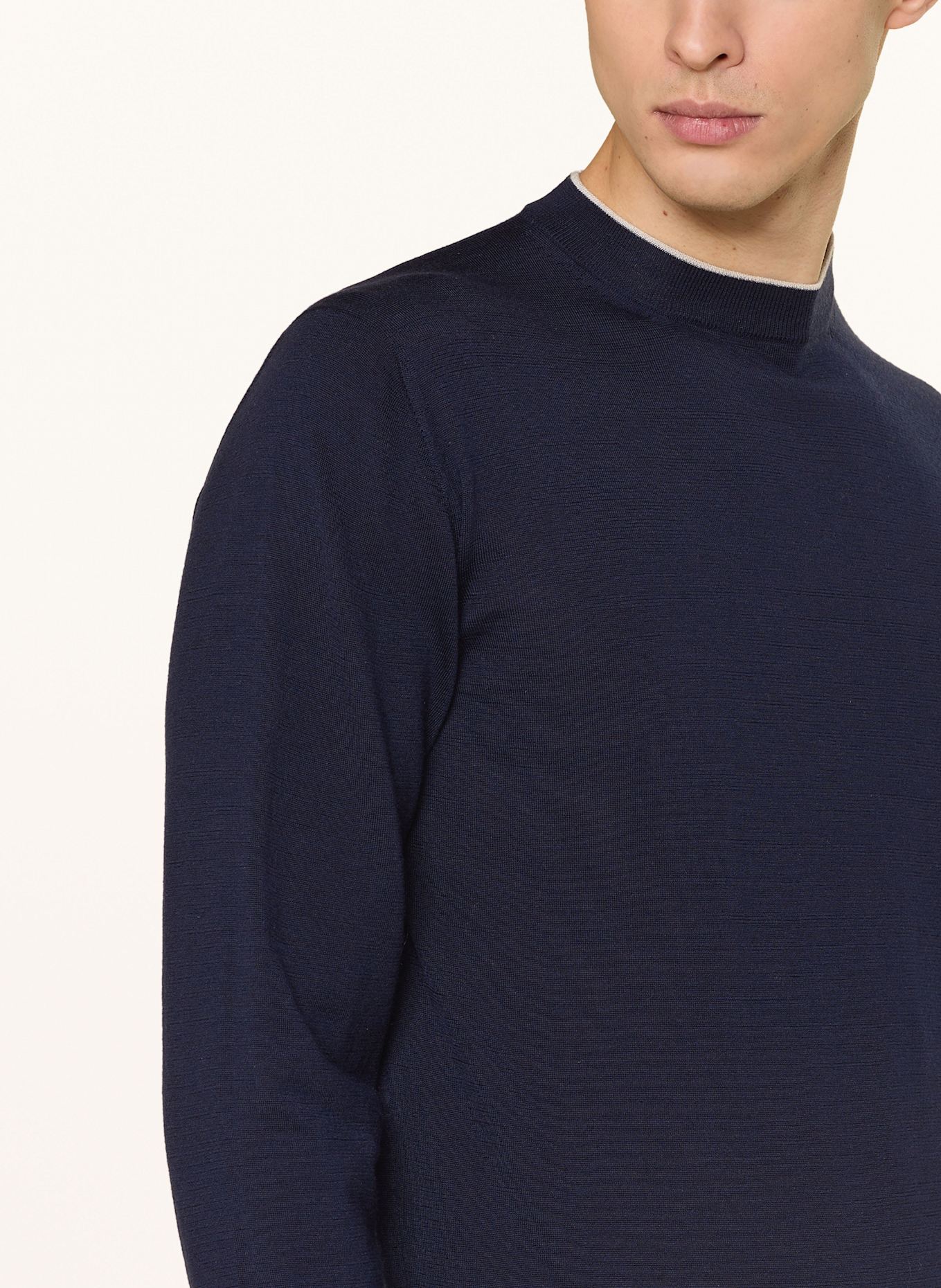 eleventy Pullover mit Seide: DUNKELBLAU / ECRU