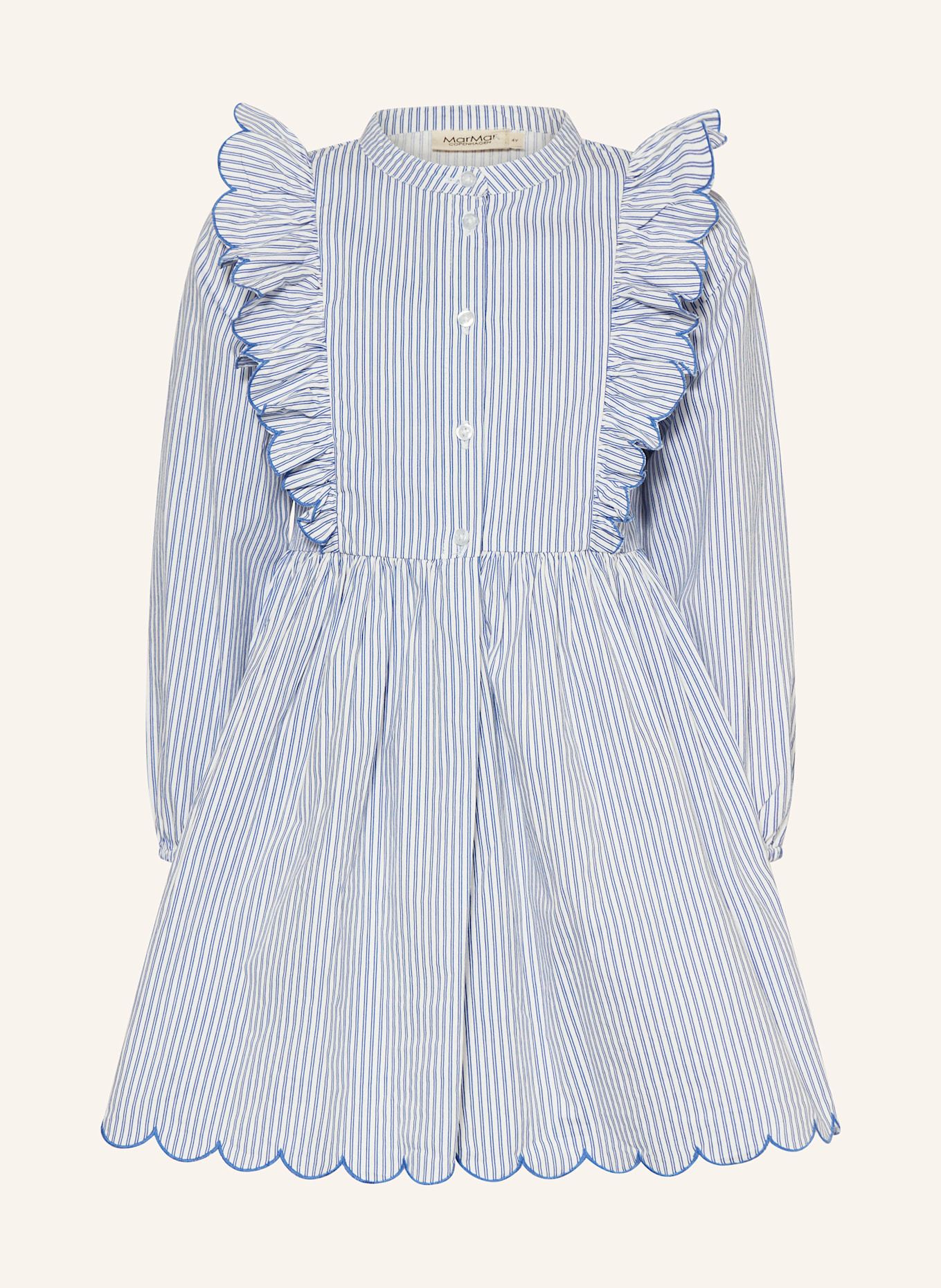 MarMar Kleid DEIDRA mit Rüschen: WEISS/ BLAU