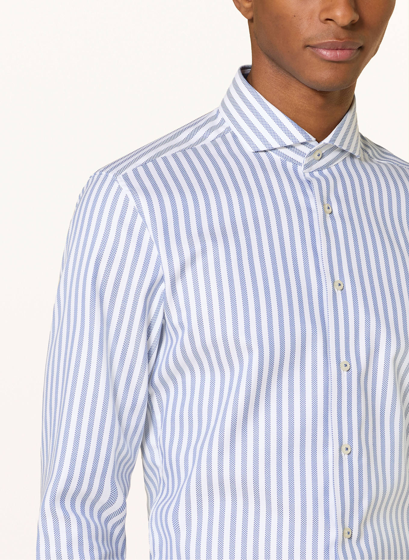 1863 by ETERNA Hemd Slim Fit: WEISS / BLAU