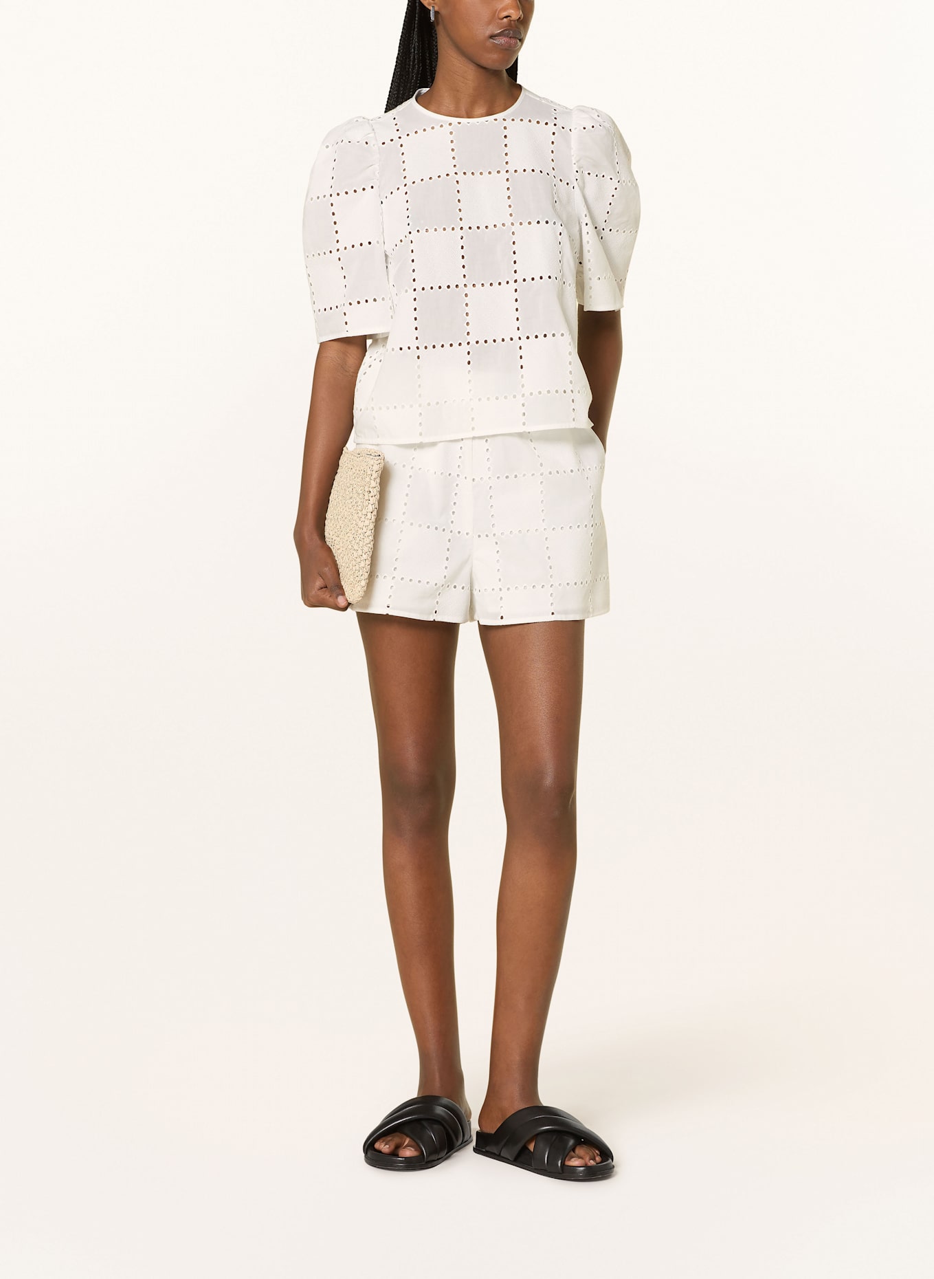 IVY OAK Szorty z dziurkowanej koronki: BIAŁY