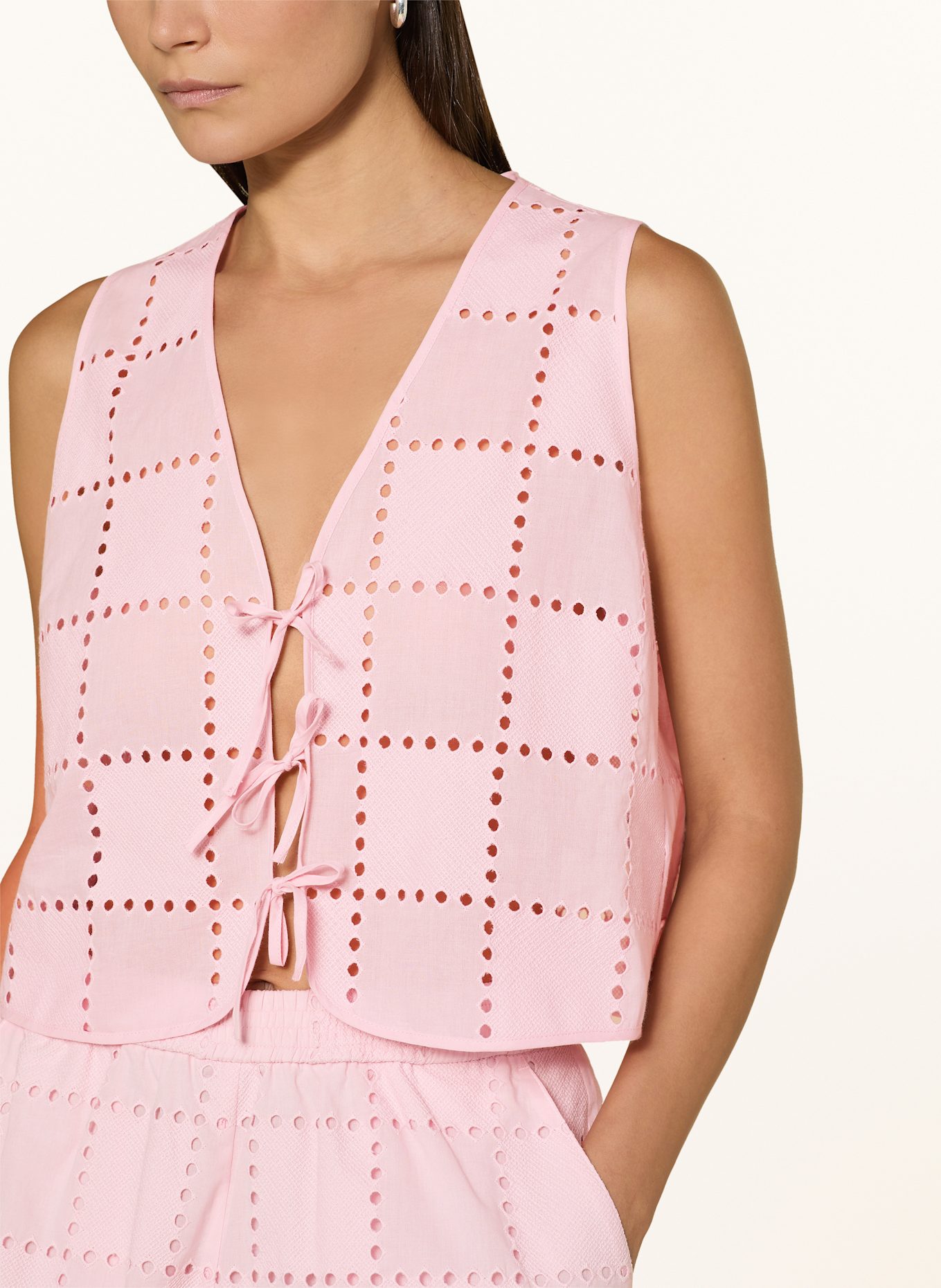 IVY OAK TALA broderie anglaise blouse top: PINK
