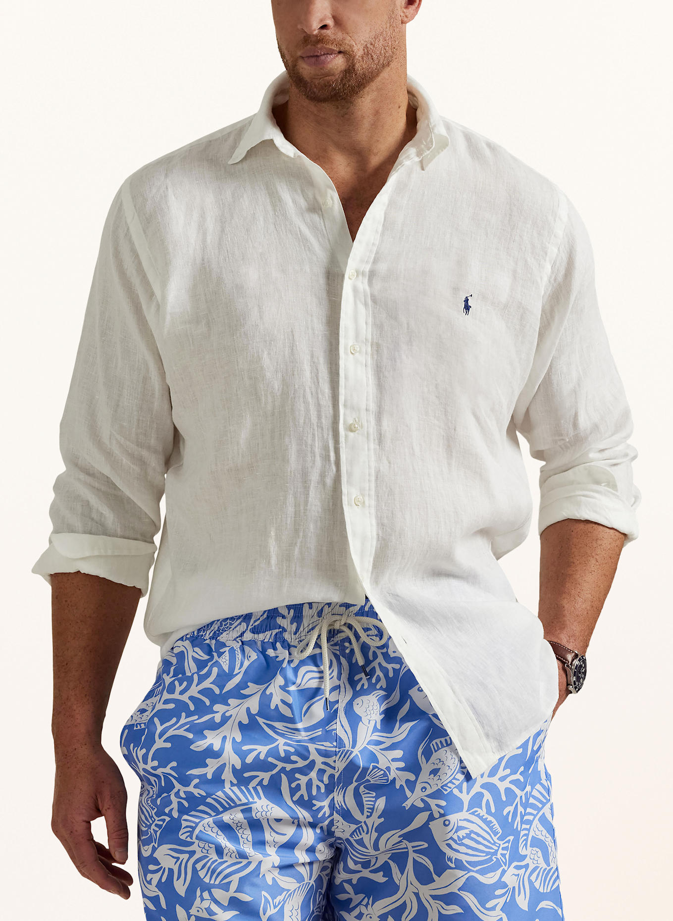 POLO RALPH LAUREN Big & Tall Leinenhemd Comfort Fit: WEISS