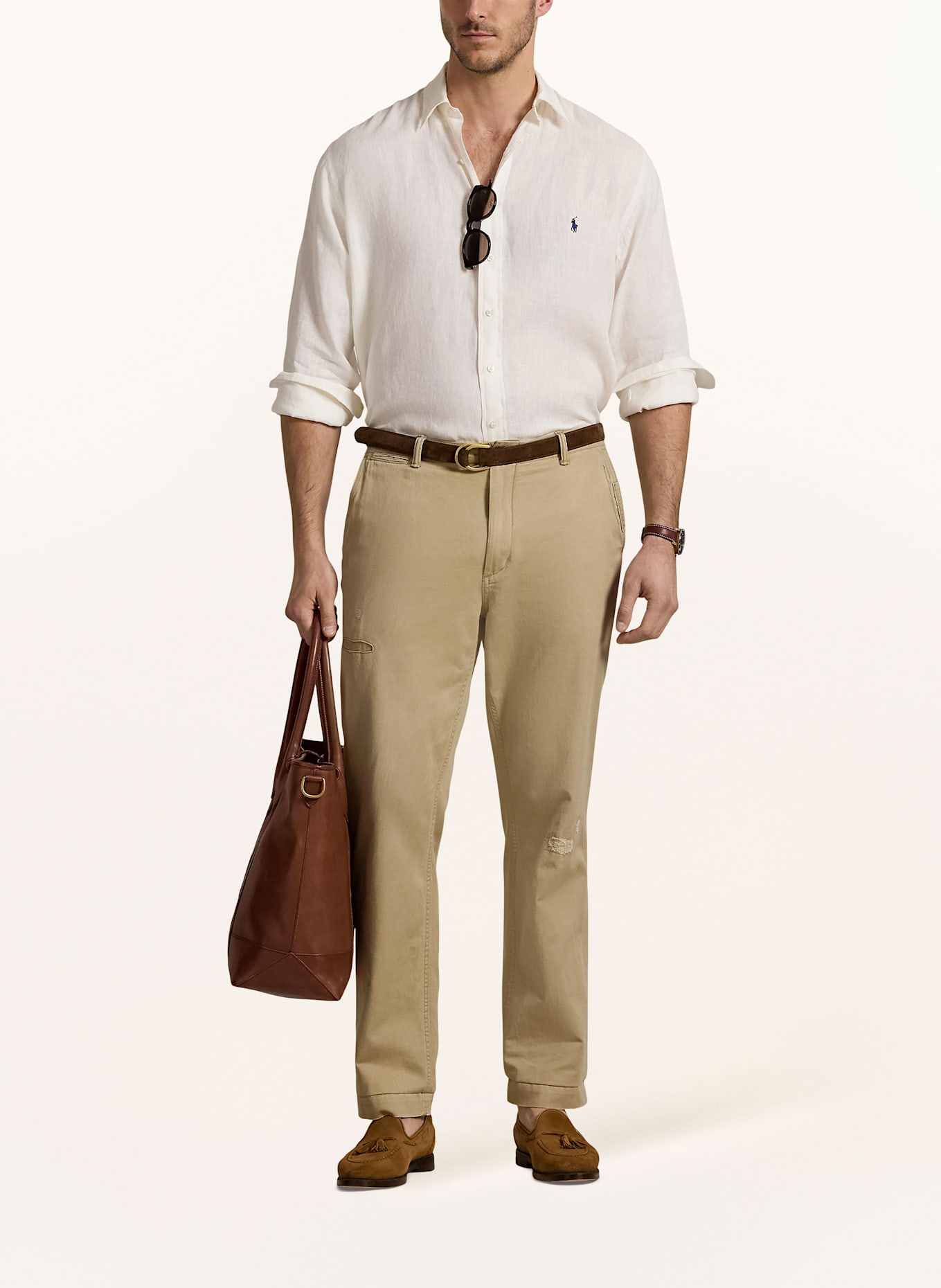 POLO RALPH LAUREN Big & Tall Leinenhemd Comfort Fit: WEISS