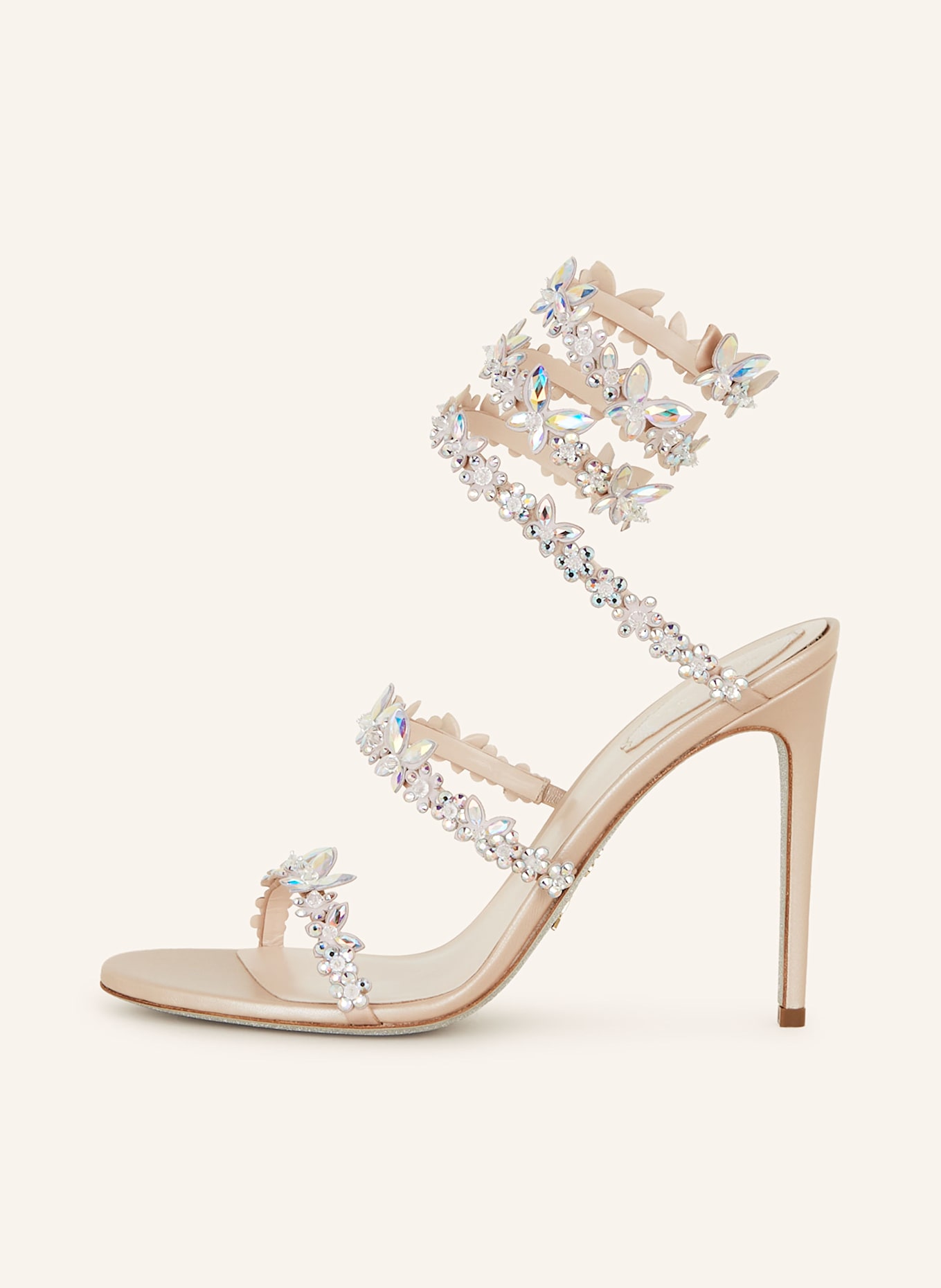 RENE CAOVILLA Sandales à talons hauts avec pierres décoratives: BEIGE
