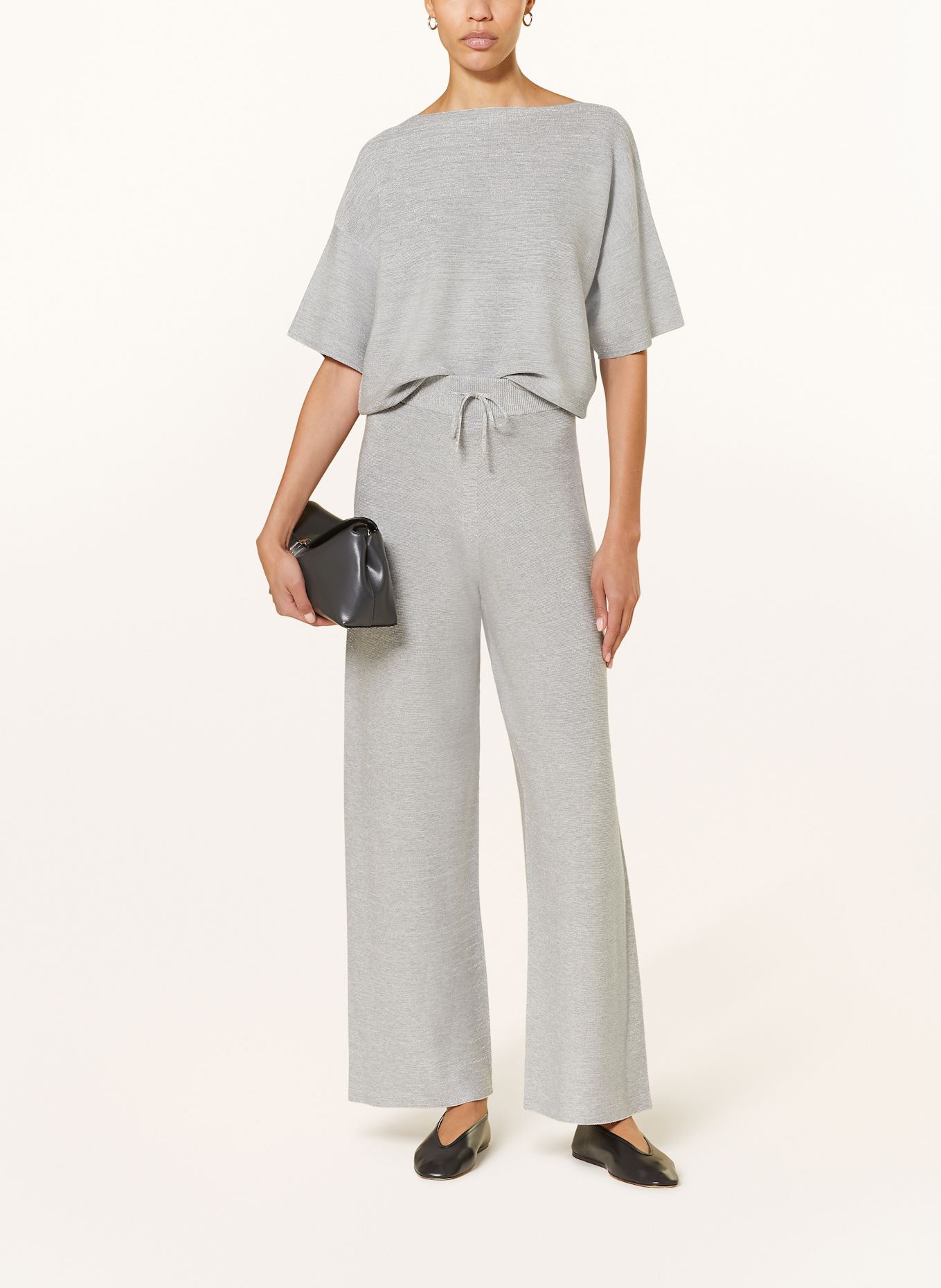 FABIANA FILIPPI Marlenehose mit Glitzergarn: HELLGRAU