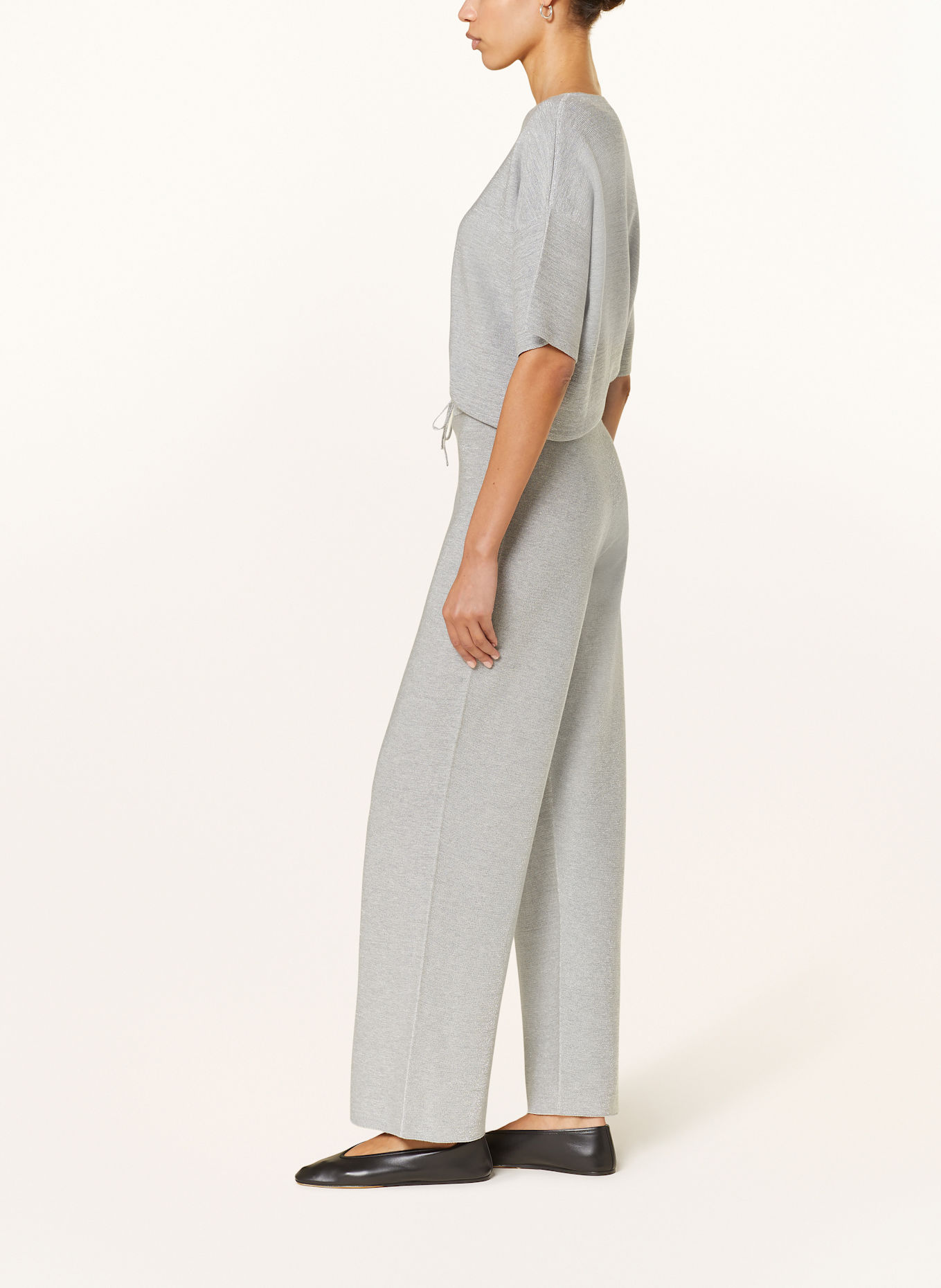 FABIANA FILIPPI Marlenehose mit Glitzergarn: HELLGRAU