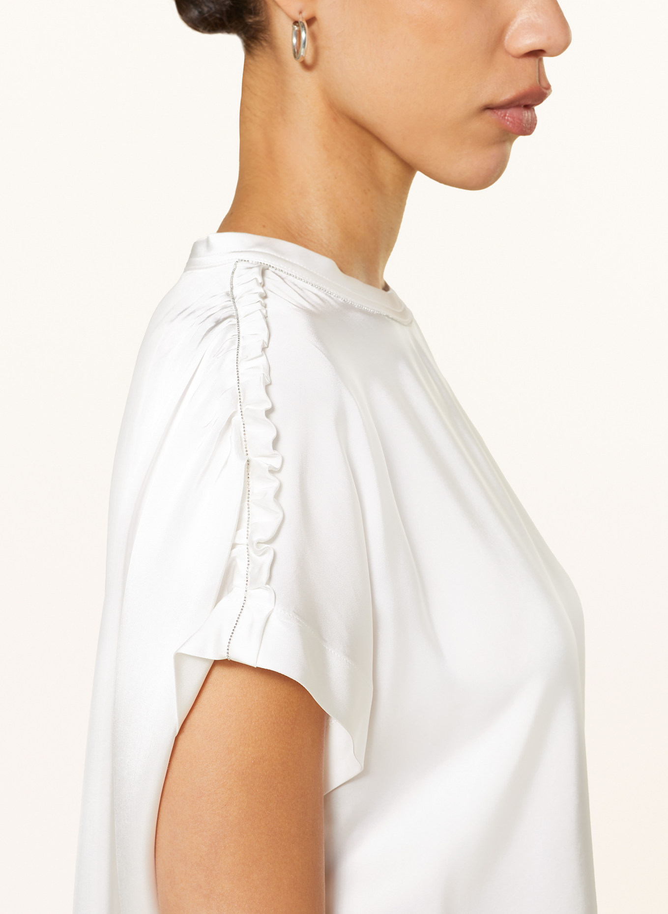 FABIANA FILIPPI Bluzka bez rękawów z falbankami: KREMOWY