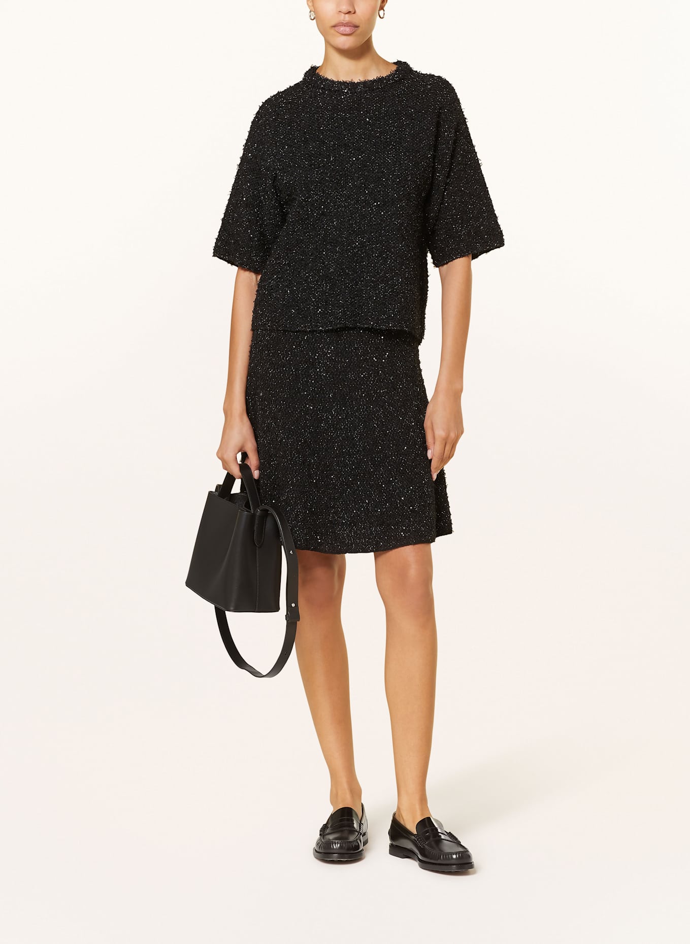 FABIANA FILIPPI Bouclé skirt with glitter thread: BLACK