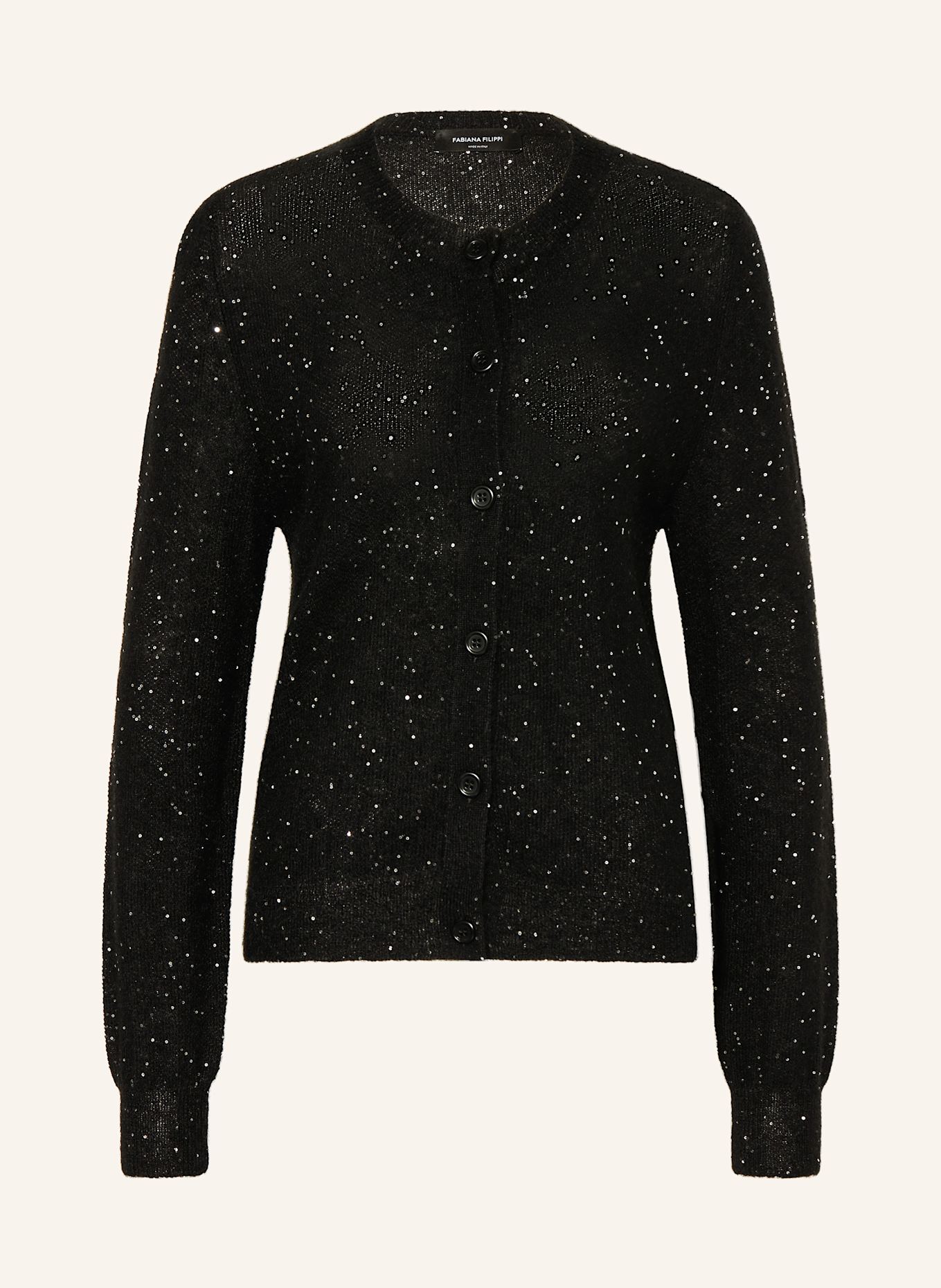 FABIANA FILIPPI Strickjacke mit Mohair und Pailletten: SCHWARZ (Bild 1)