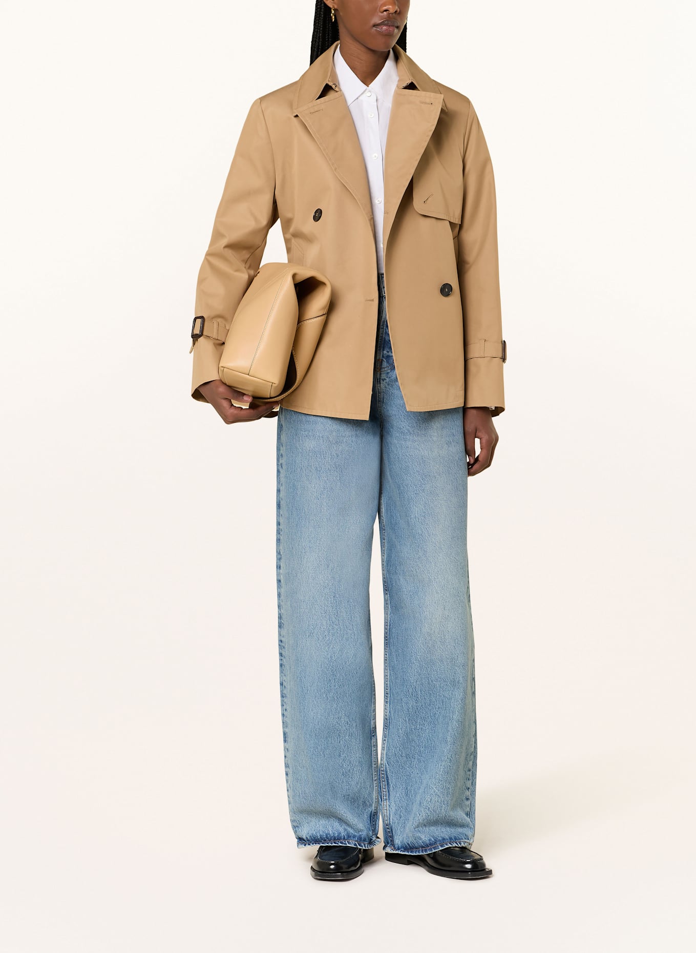 ☆WEEKEND☆入手困難☆お洒落Trench Short Coat/BIGLIA Water-repellent gabardine short trench coat, beige | Weekend