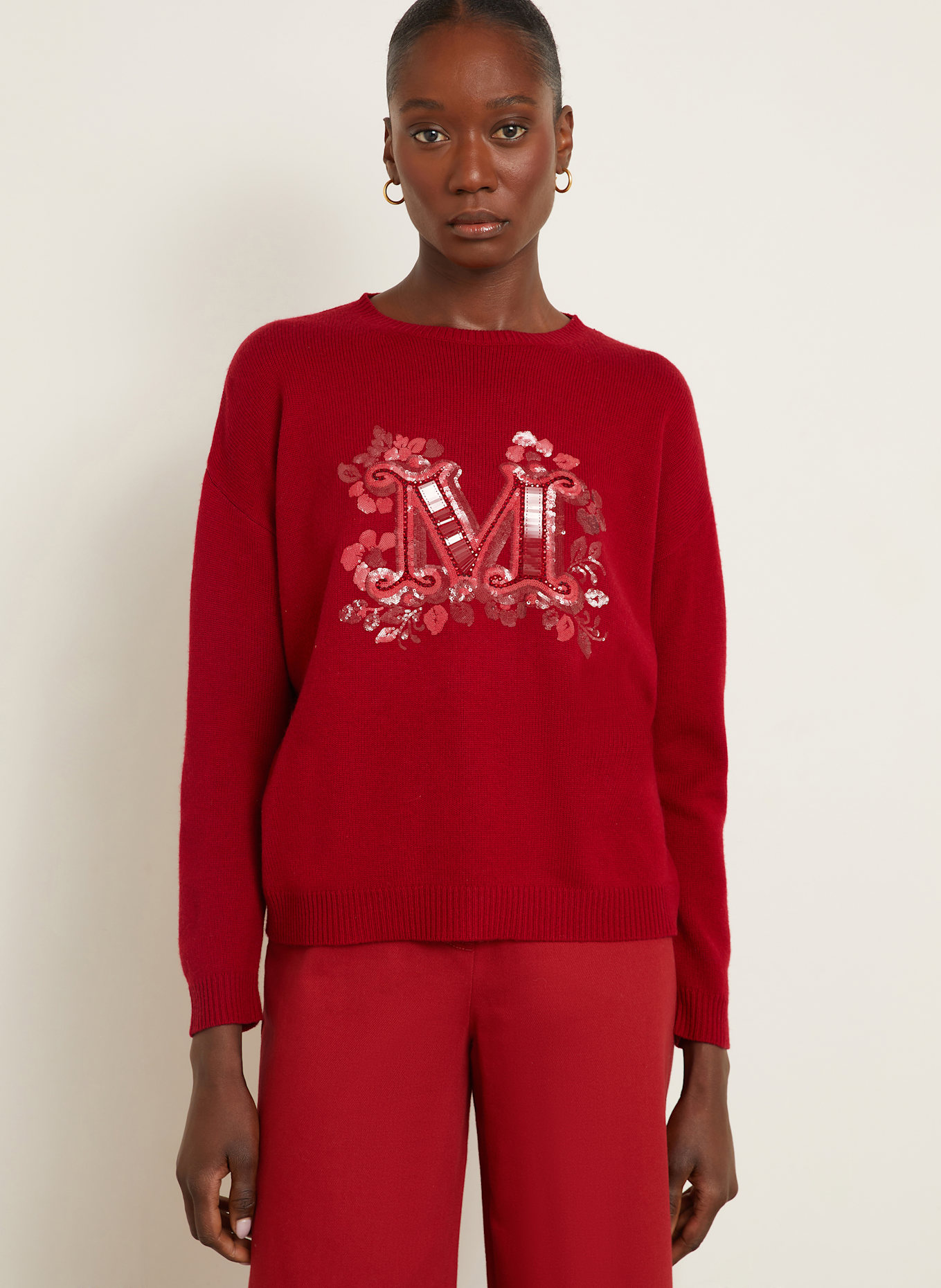 Max Mara Pullover QUOTA mit Pailletten: ROT