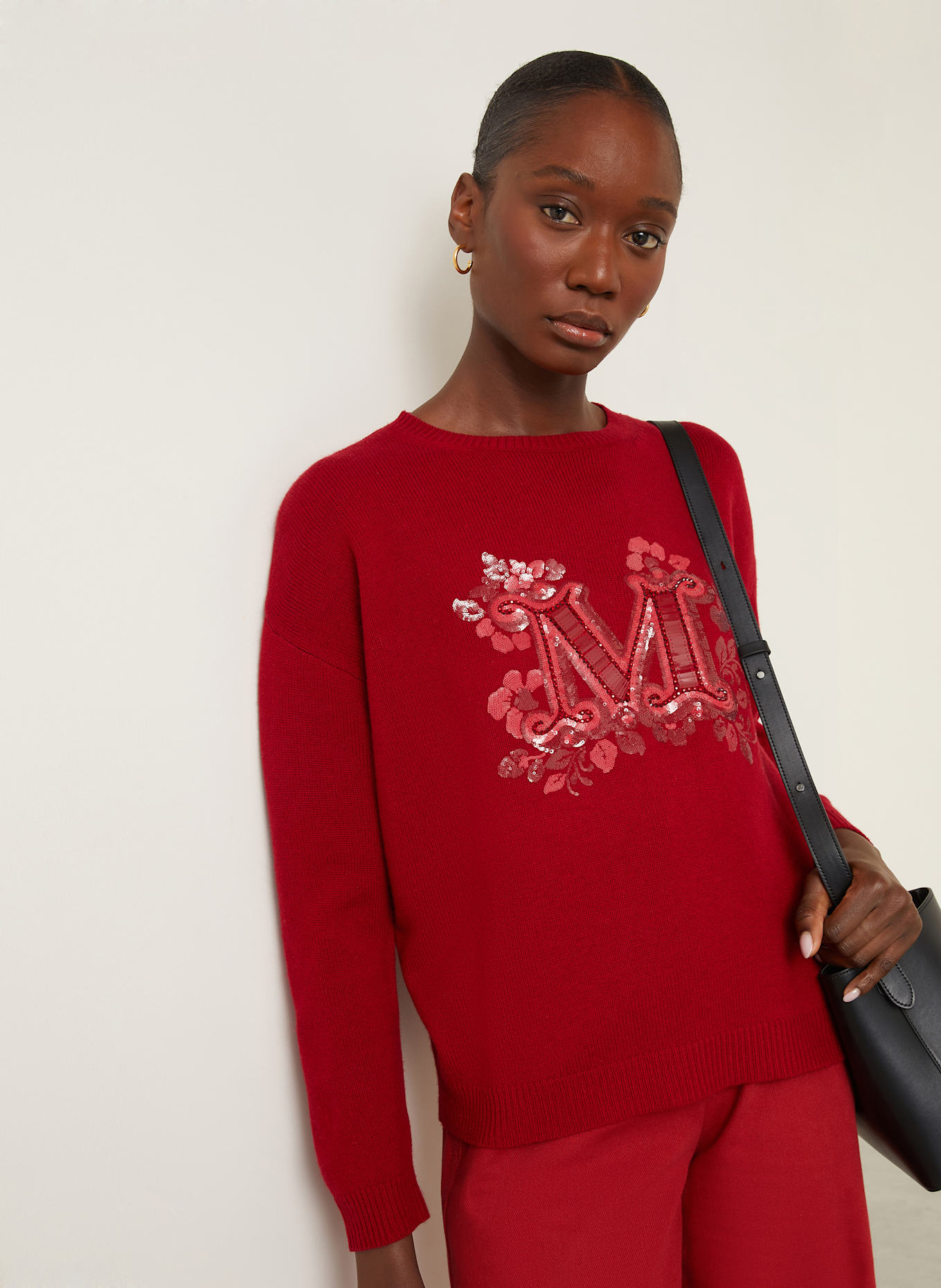 Max Mara Pullover QUOTA mit Pailletten: ROT