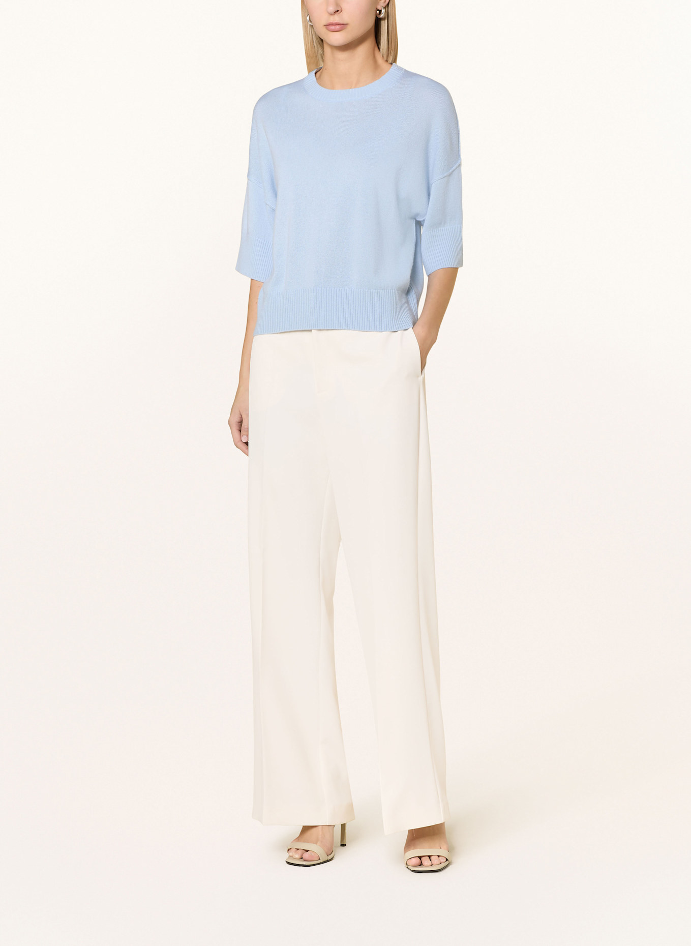 FTC CASHMERE Knit shirt with cashmere: LIGHT BLUE