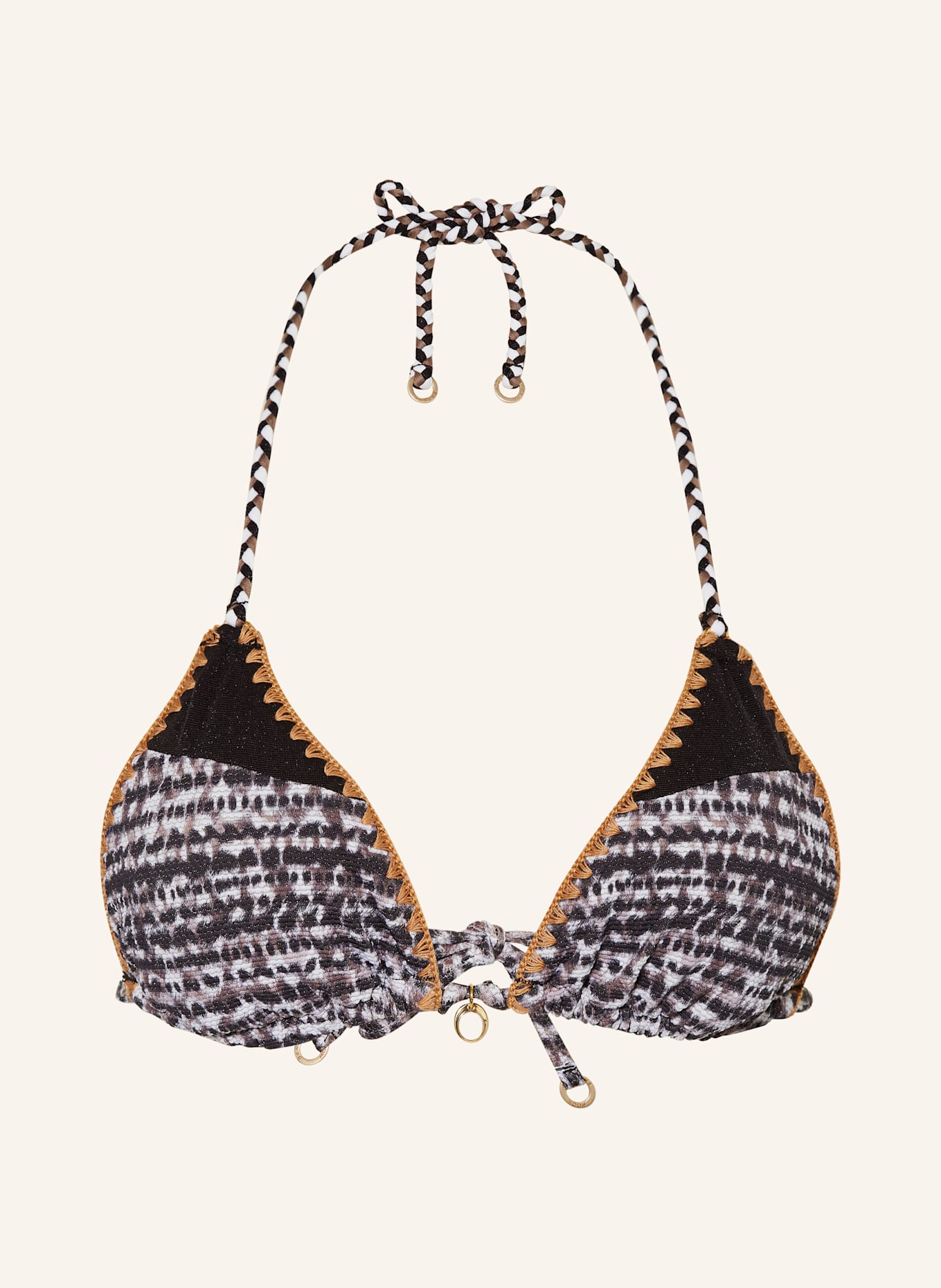 BANANA MOON COUTURE Triangel-Bikini-Top BOSCO KLOKOA mit Glitzergarn: SCHWARZ / TAUPE / HELLGRAU